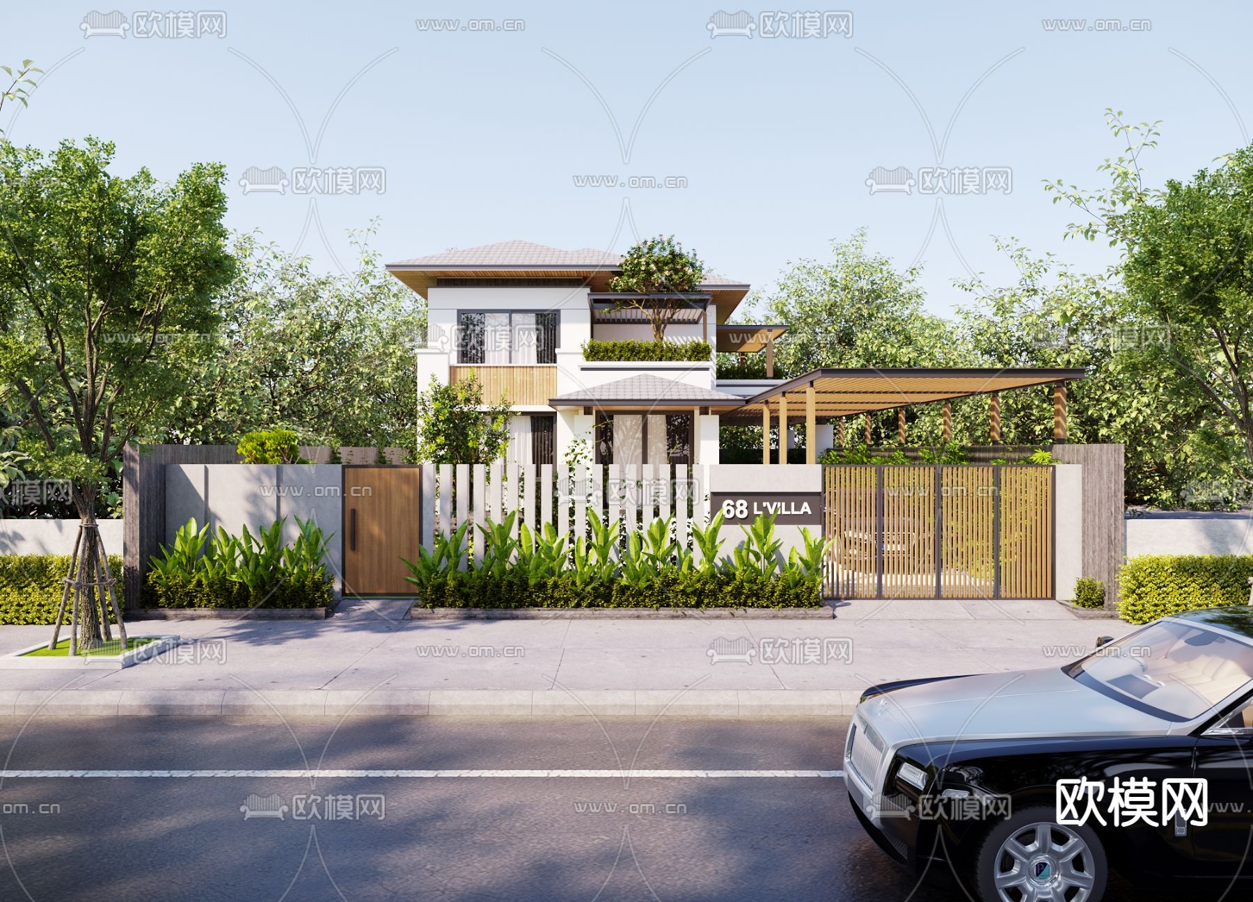 现代独栋别墅外观3d模型下载