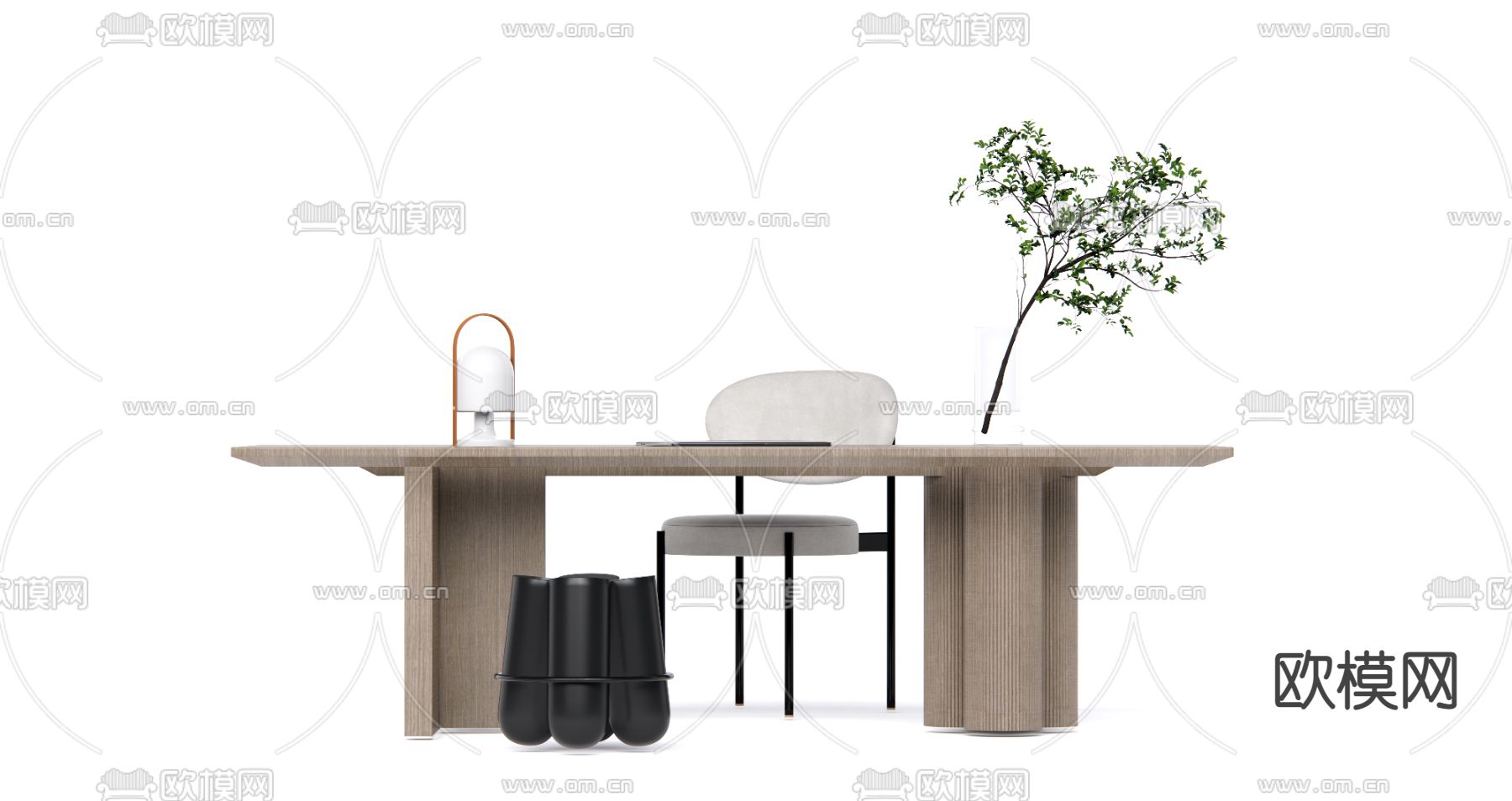 现代书桌椅su模型下载（渲染图2）