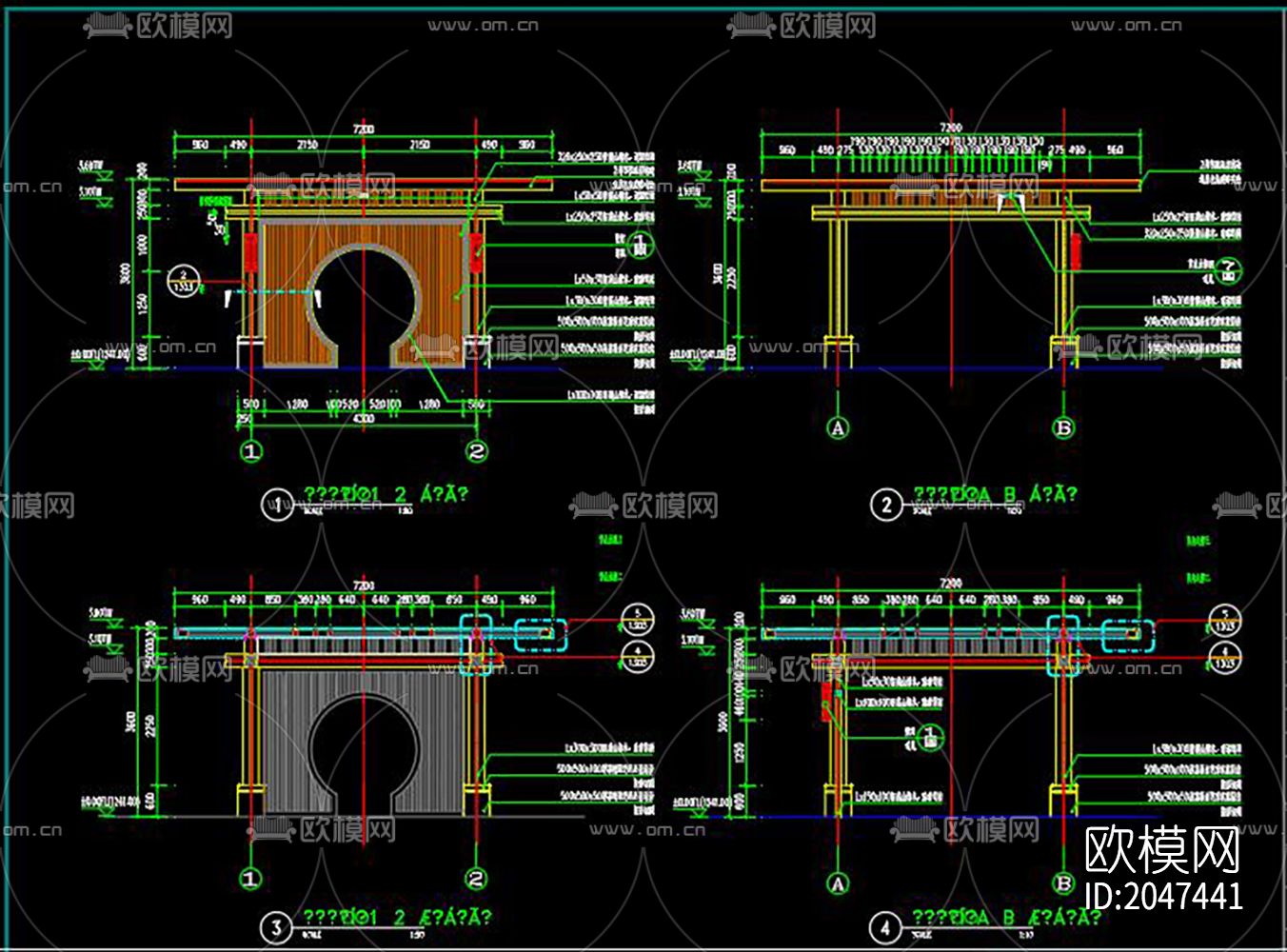 公园中心凉亭cad施工图下载（渲染图1）