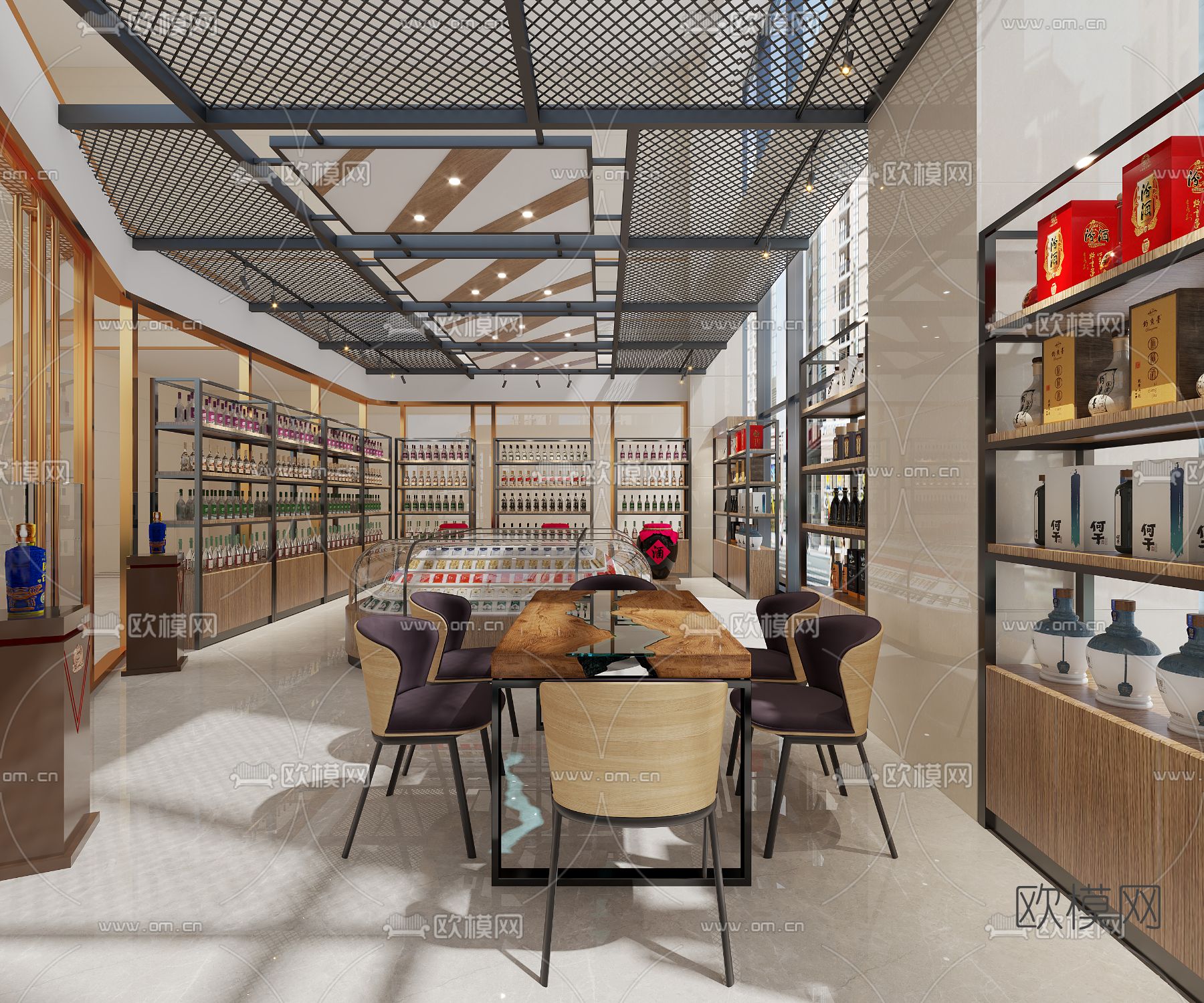 现代烟酒专卖店免费3d模型下载（渲染图1）