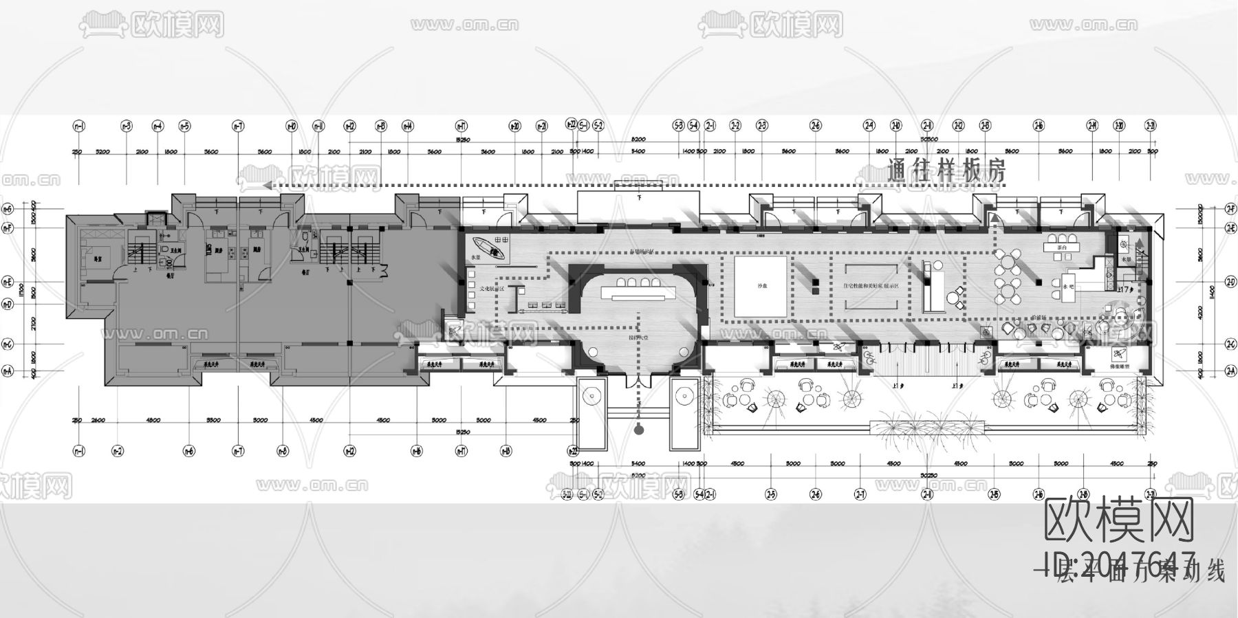 售楼处cad施工图-免费3dmax模型库-欧模网