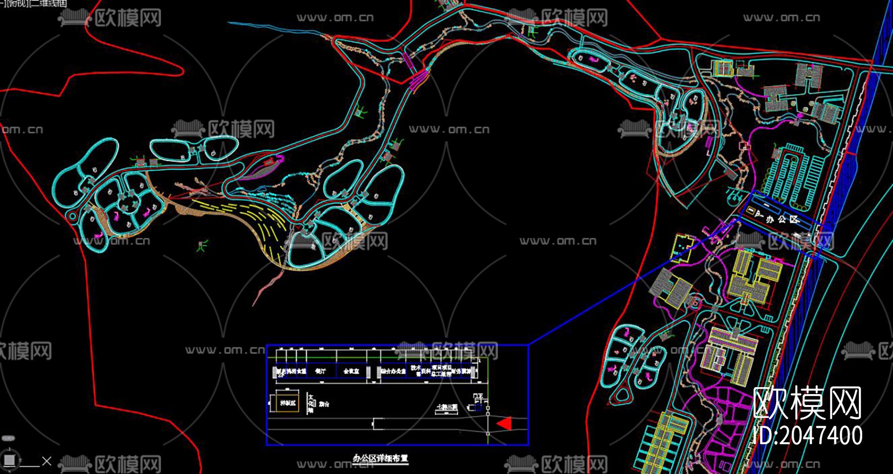 项目临建规划cad施工图下载（渲染图3）