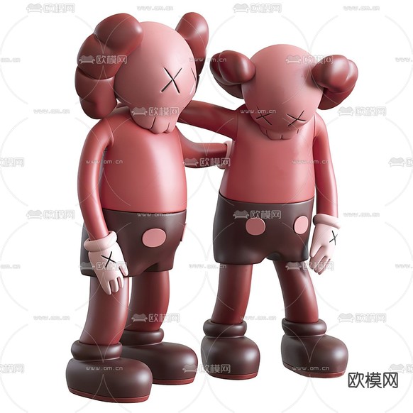 现代Kaws潮玩雕塑3d模型下载(渲染图2)