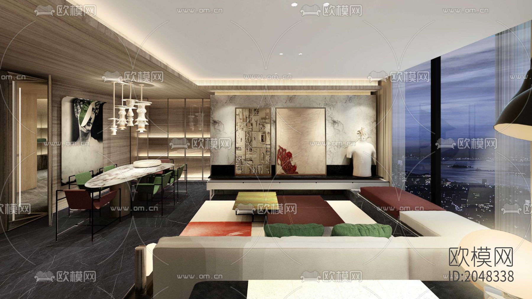 样板间cad施工图下载（渲染图2）