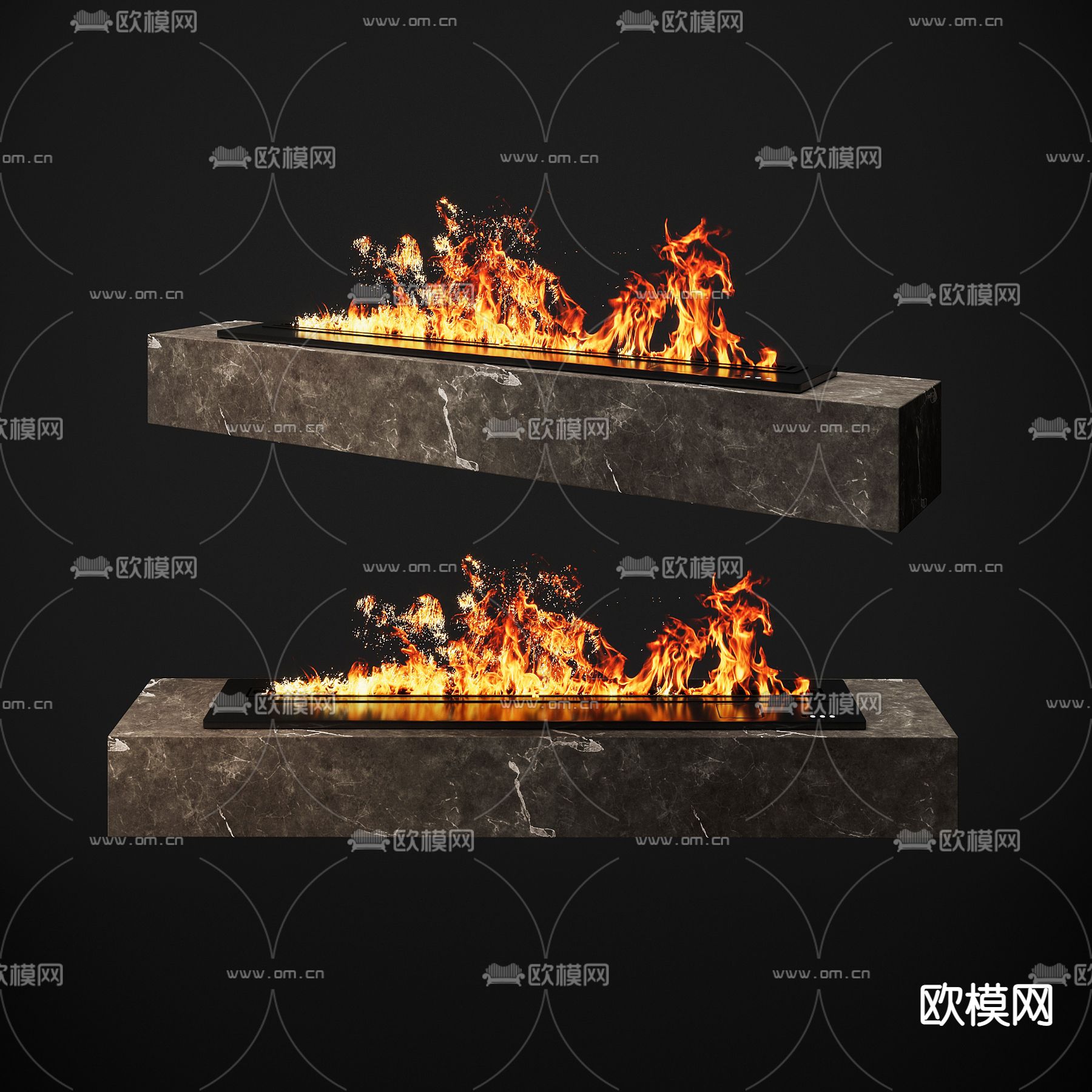 现代壁炉3d模型下载