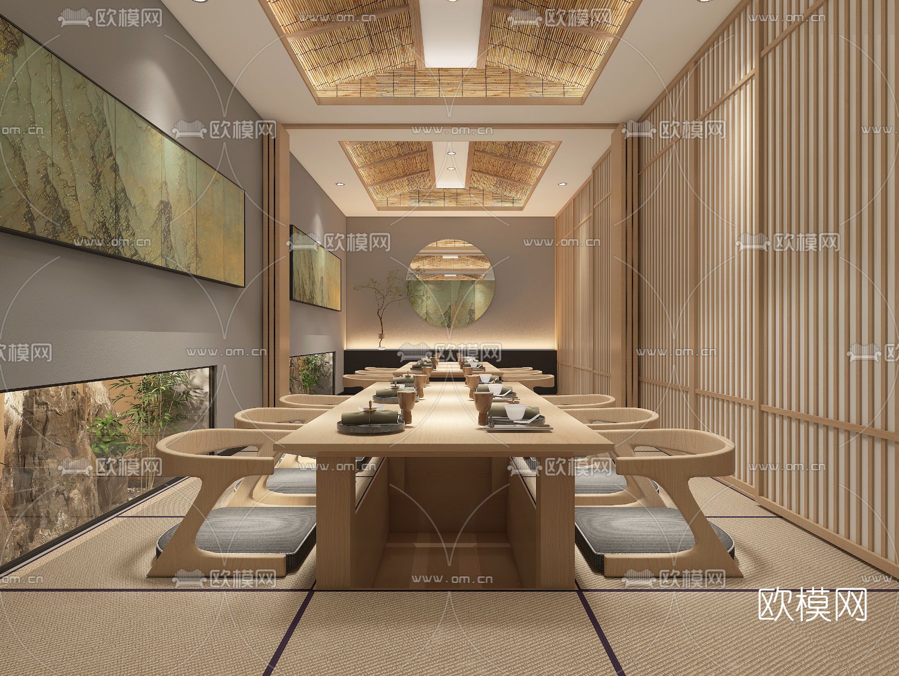 日式料理餐厅免费3d模型下载（渲染图1）