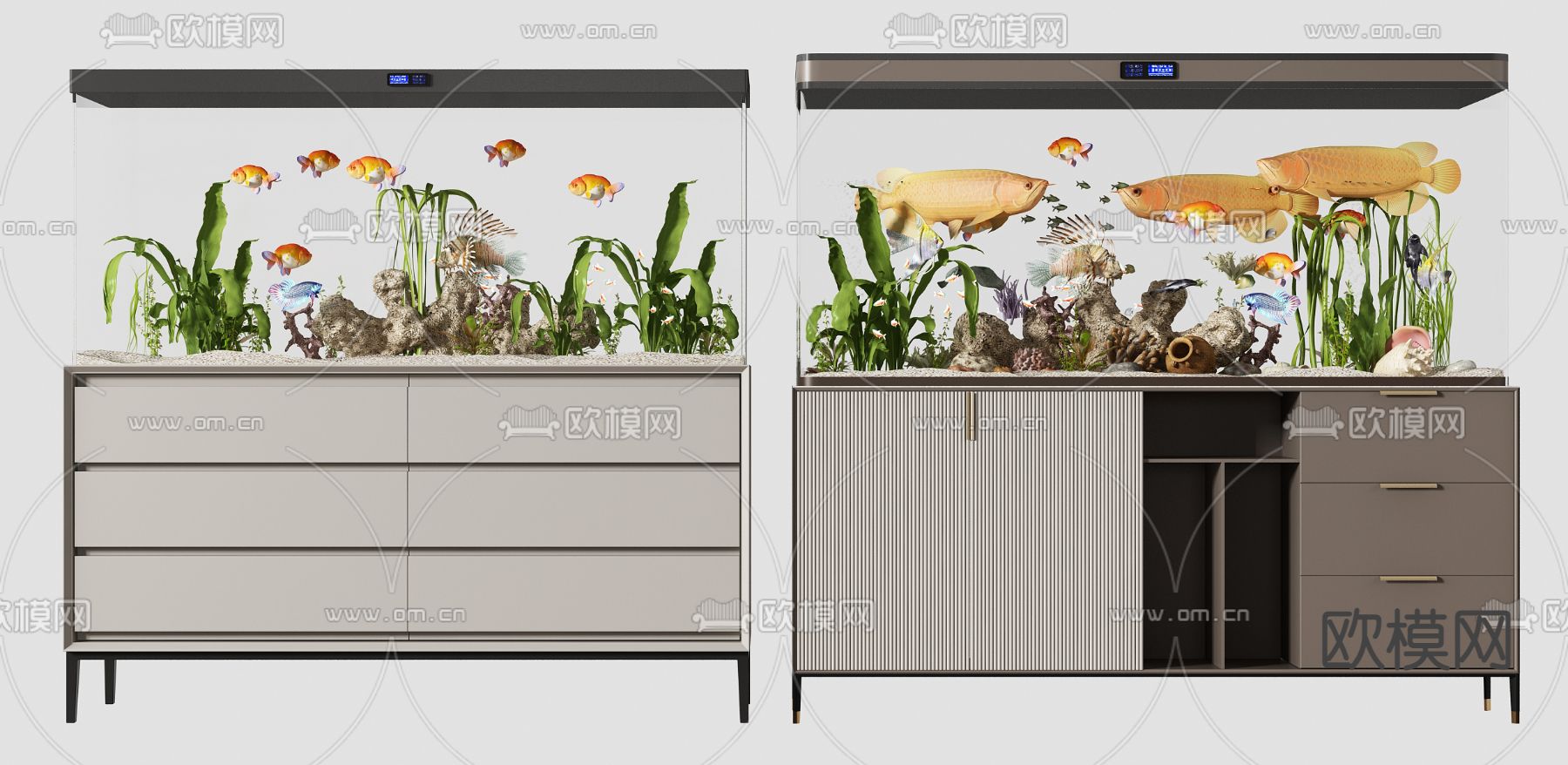 现代鱼缸水族箱3d模型下载