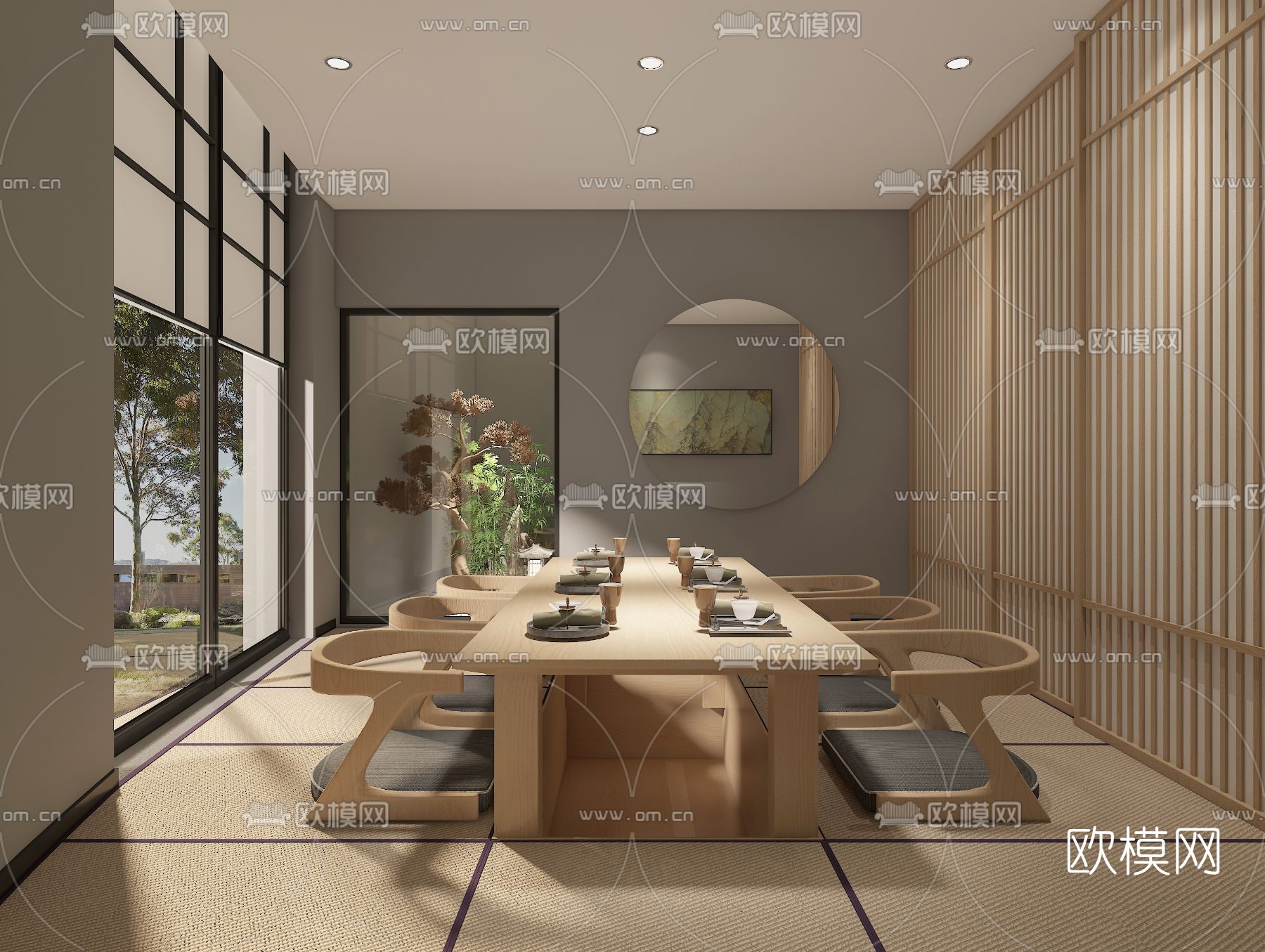 日式料理餐厅免费3d模型下载（渲染图3）