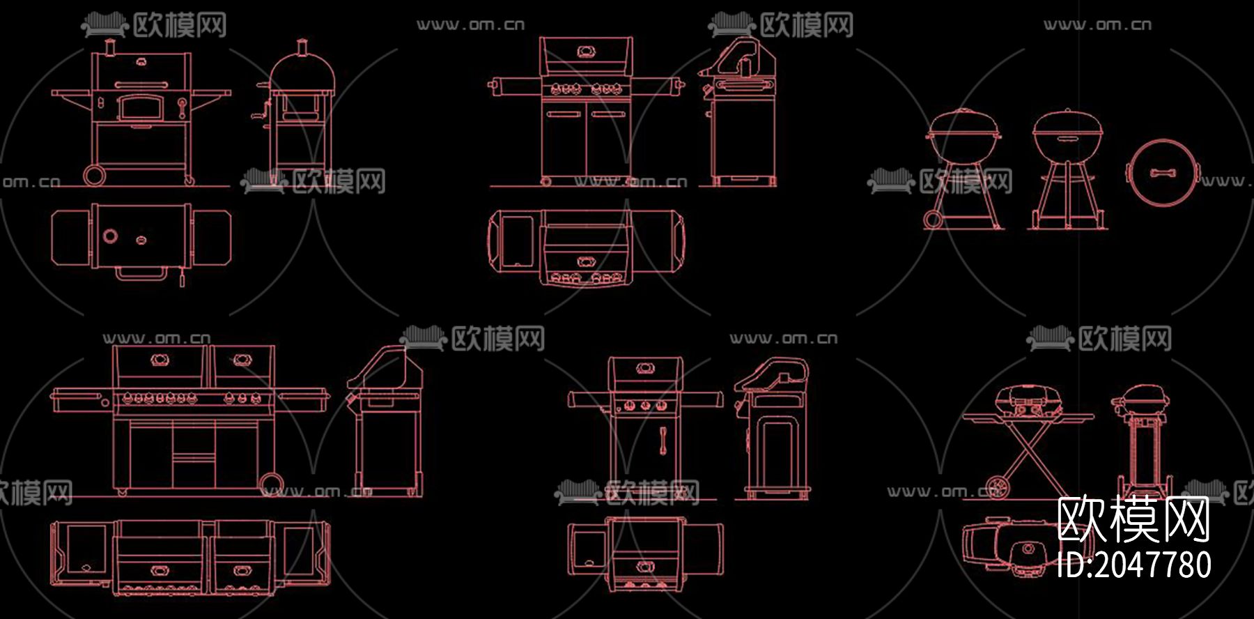 烤肉架cad图库下载（渲染图6）