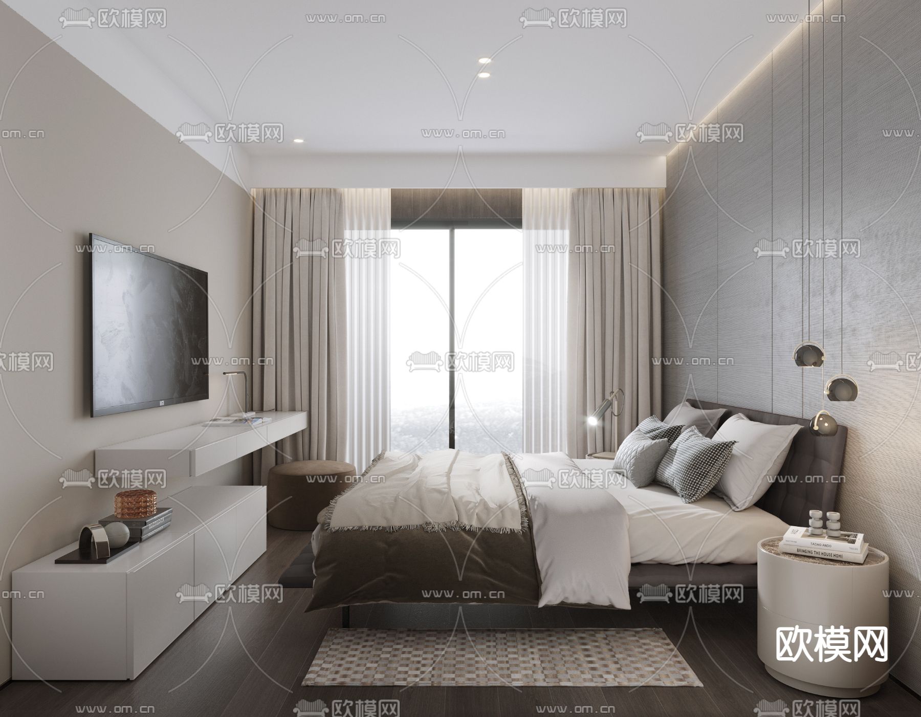 现代卧室3d模型下载_ID11896004_3dmax免费模型-欧模网