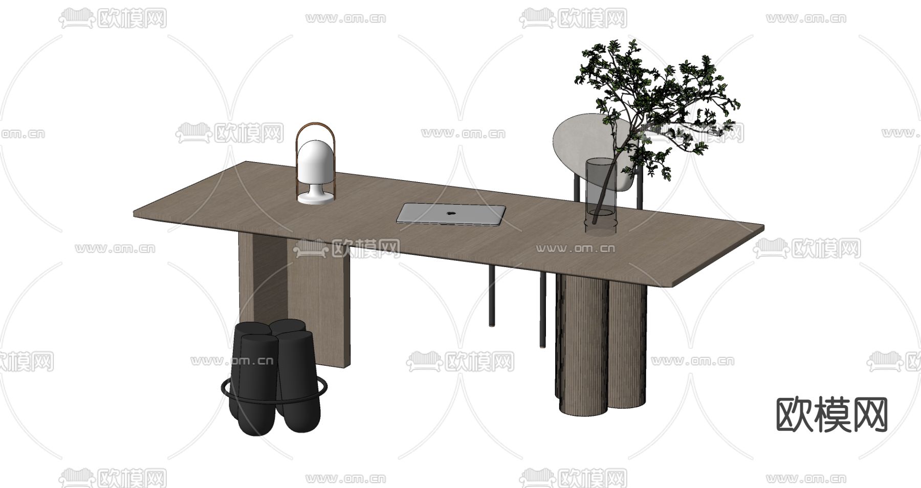 现代书桌椅su模型下载（渲染图3）