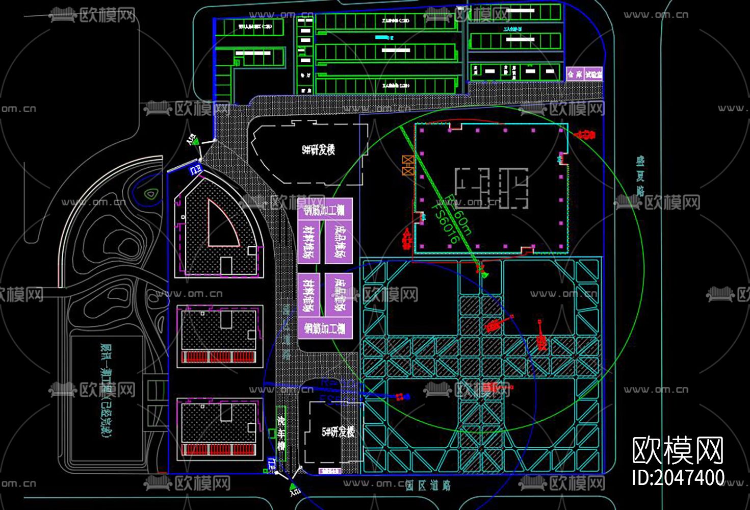 项目临建规划cad施工图下载（渲染图5）