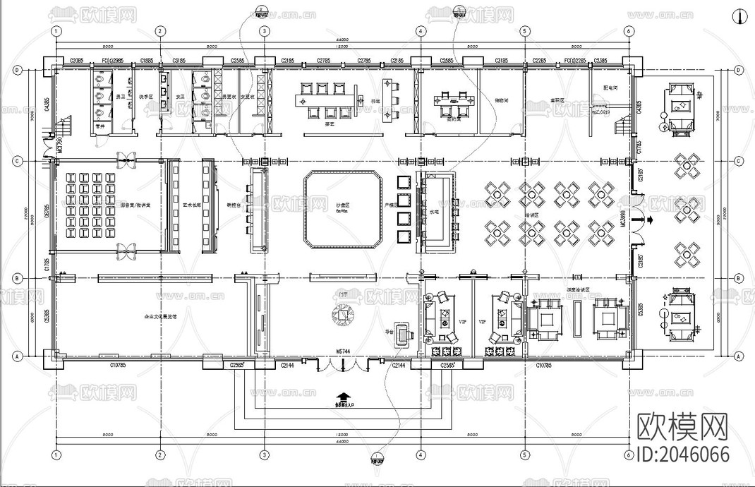 销售中心cad施工图-免费3dmax模型库-欧模网