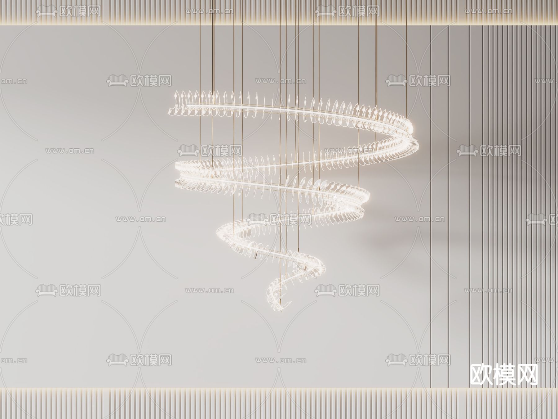 现代水晶吊灯susu模型下载（渲染图1）