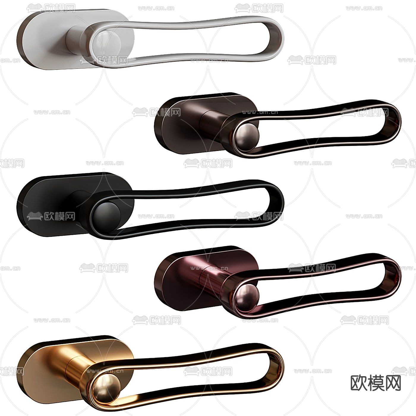 现代金属门把手拉手3d模型下载（渲染图1）