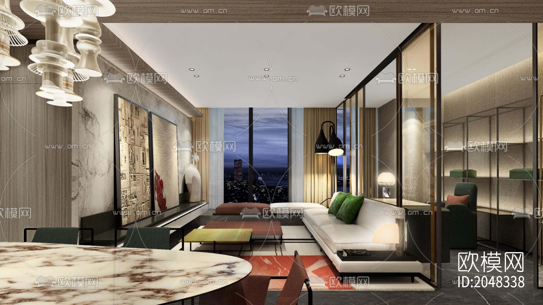 样板间cad施工图下载（渲染图3）