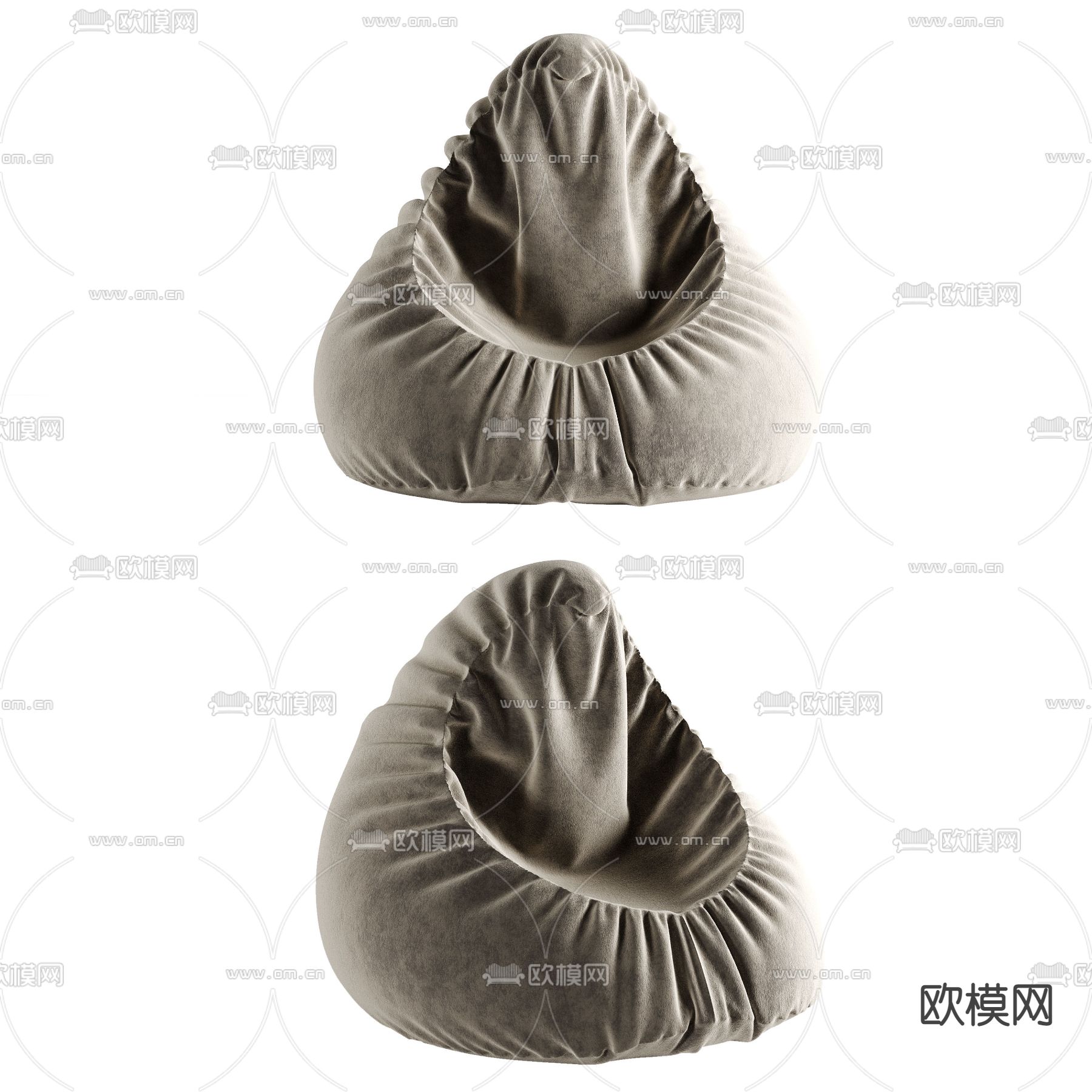 侘寂布艺懒人沙发3d模型下载（渲染图1）