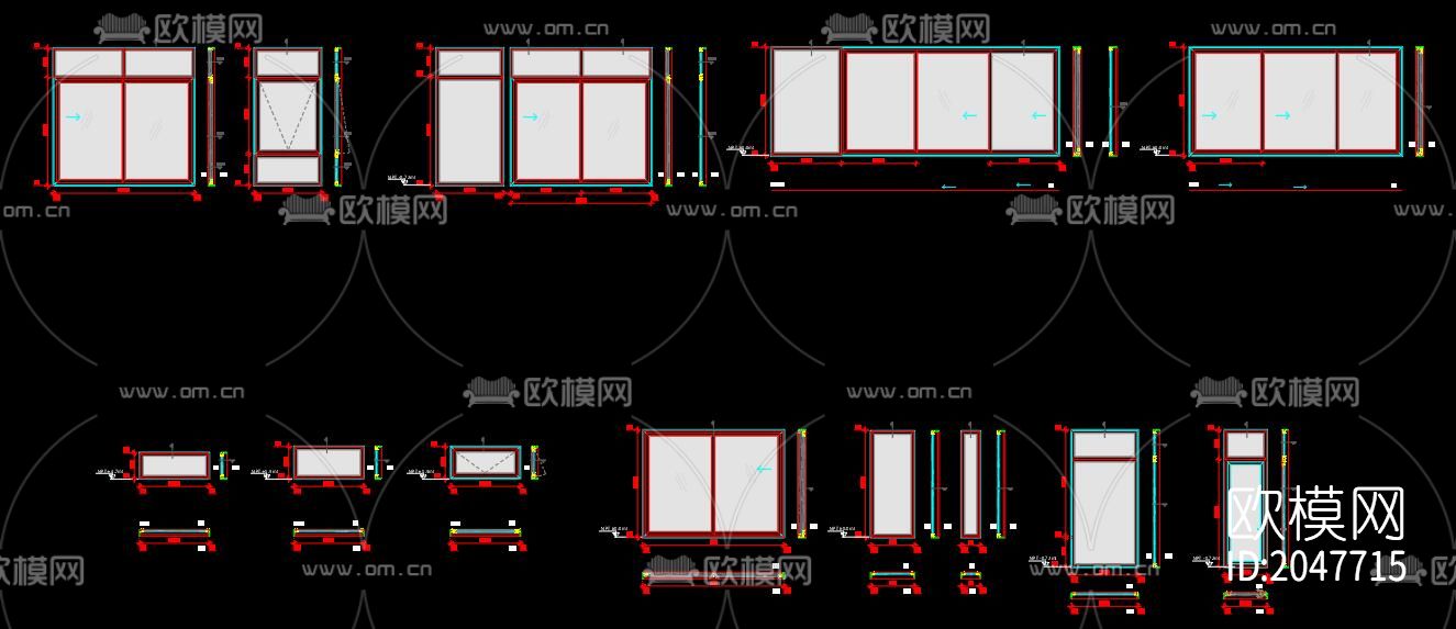 窗户cad施工图下载（渲染图2）