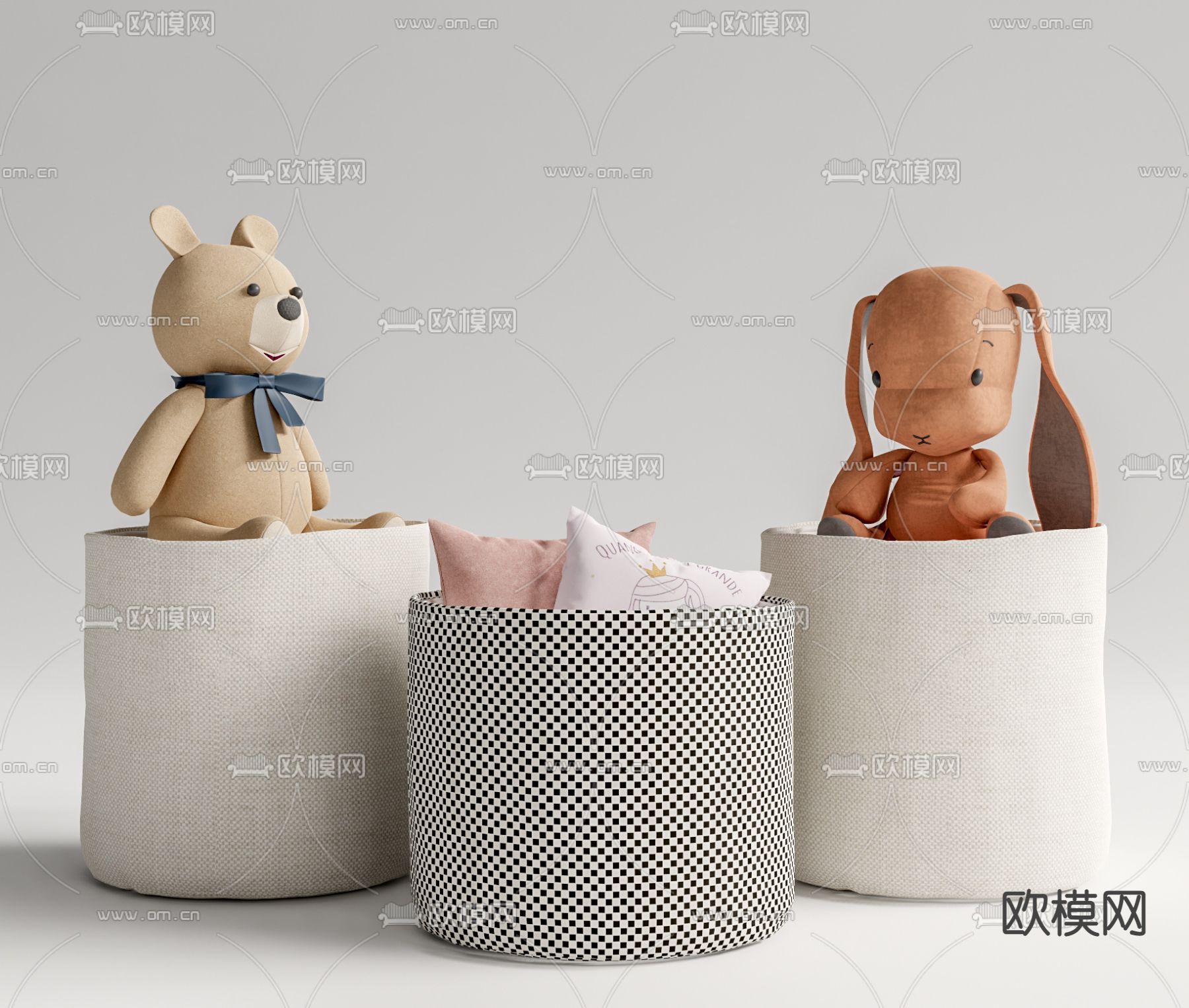 现代玩具收纳筐su模型下载（渲染图1）