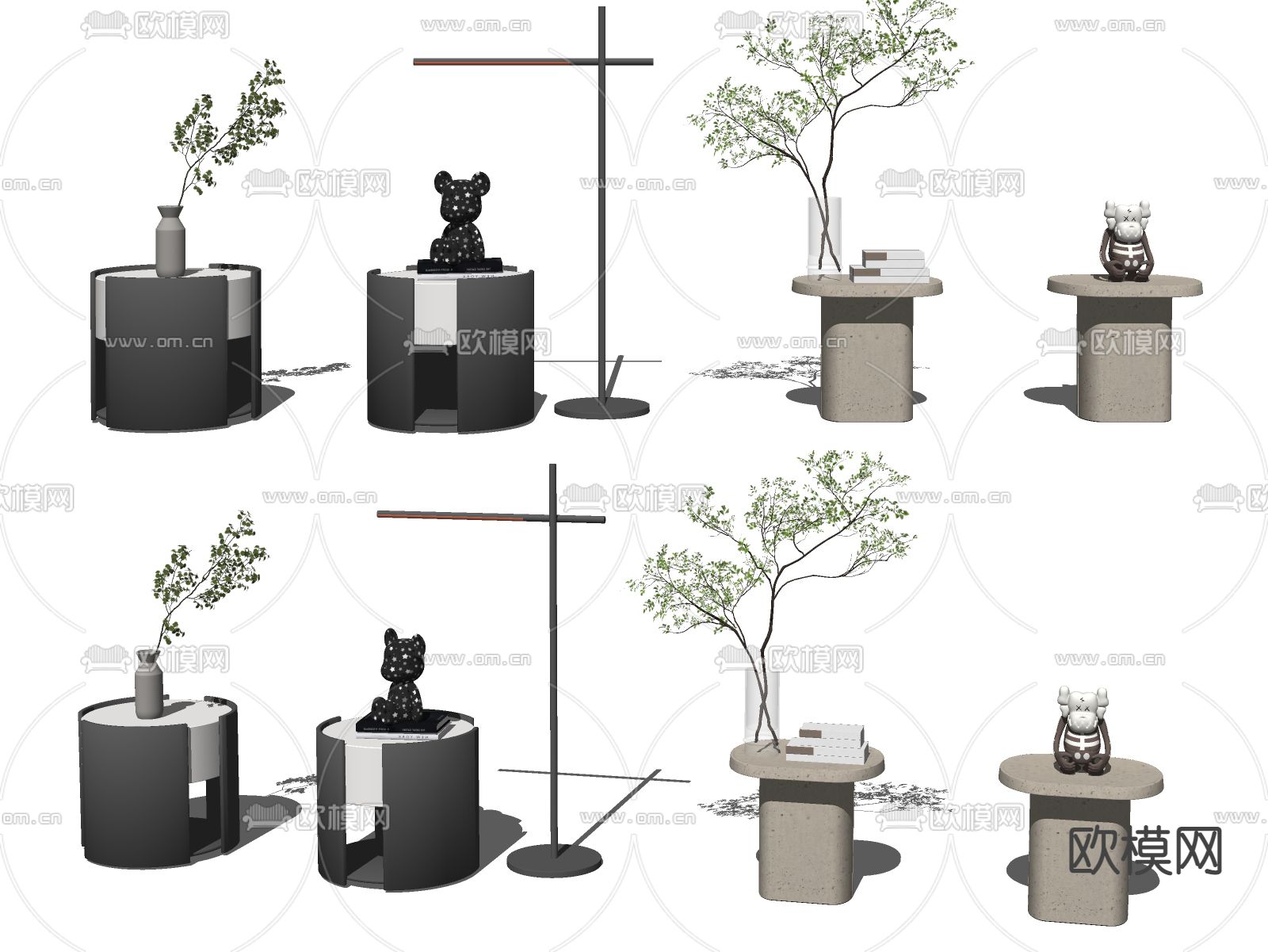现代床头柜su模型下载（渲染图2）