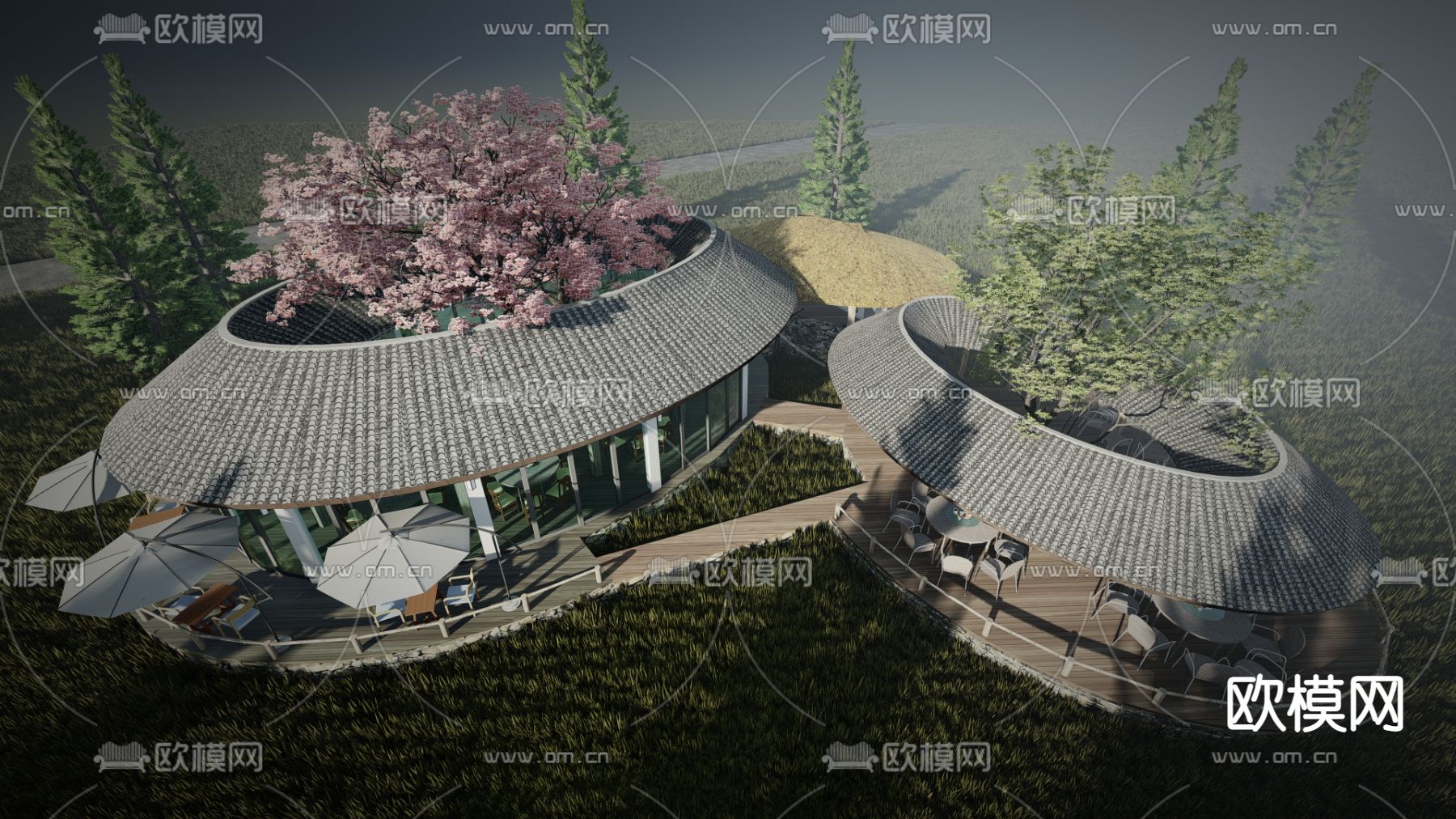 中式乡村庭院su模型下载（渲染图3）