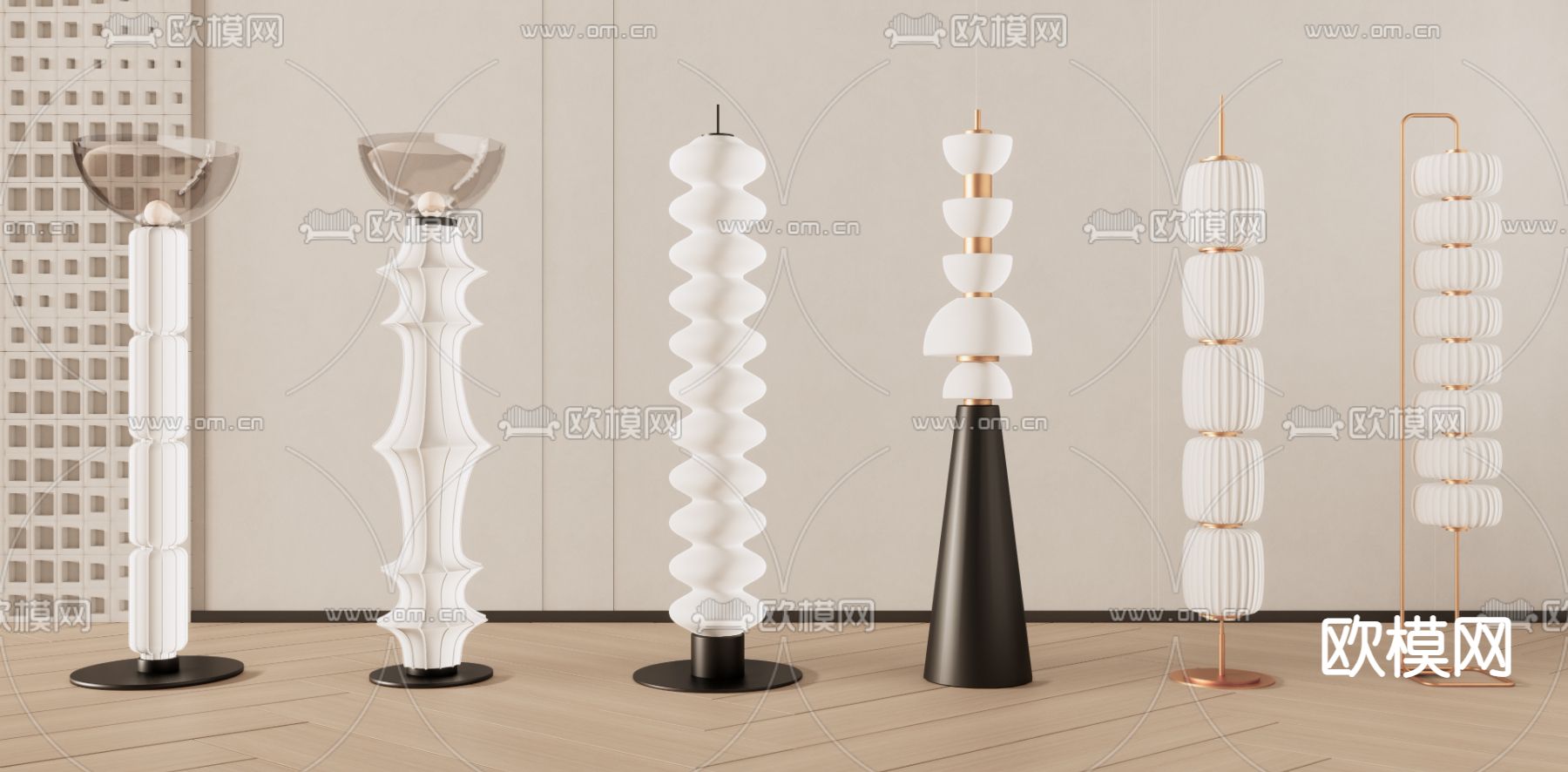 现代轻奢落地灯su模型下载（渲染图1）