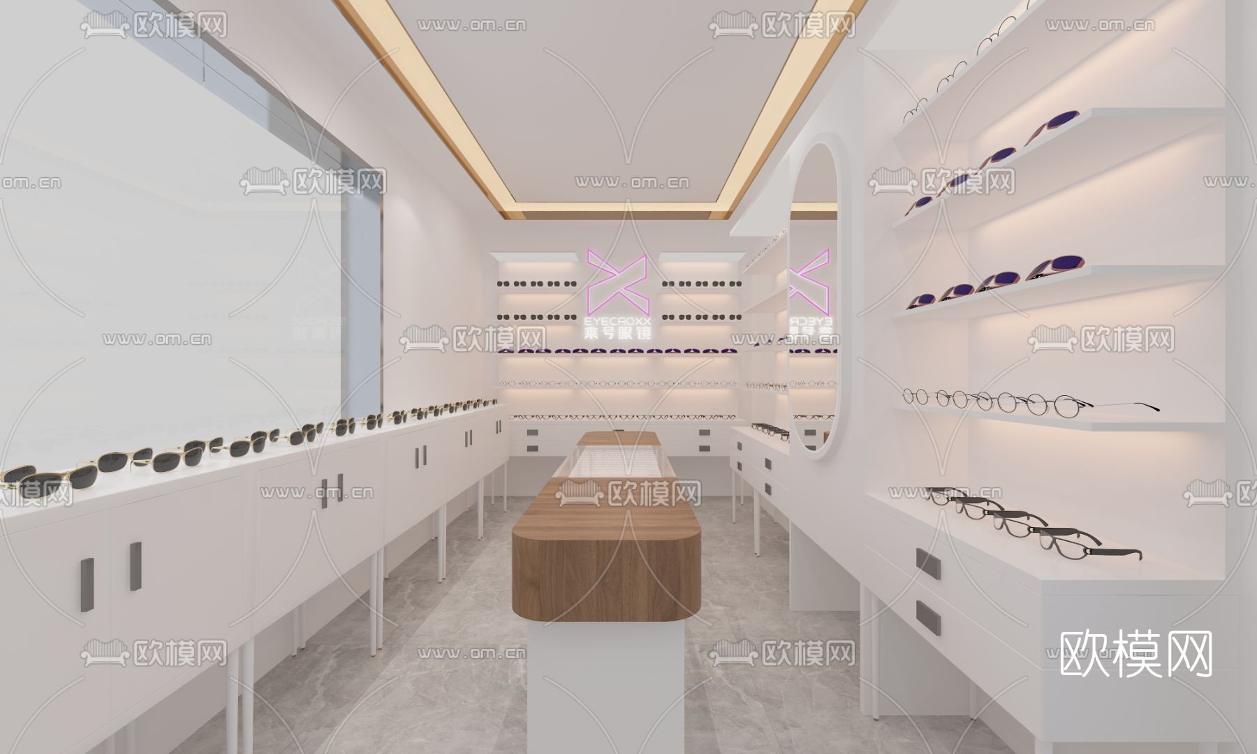 现代眼镜专卖店免费3d模型下载（渲染图1）