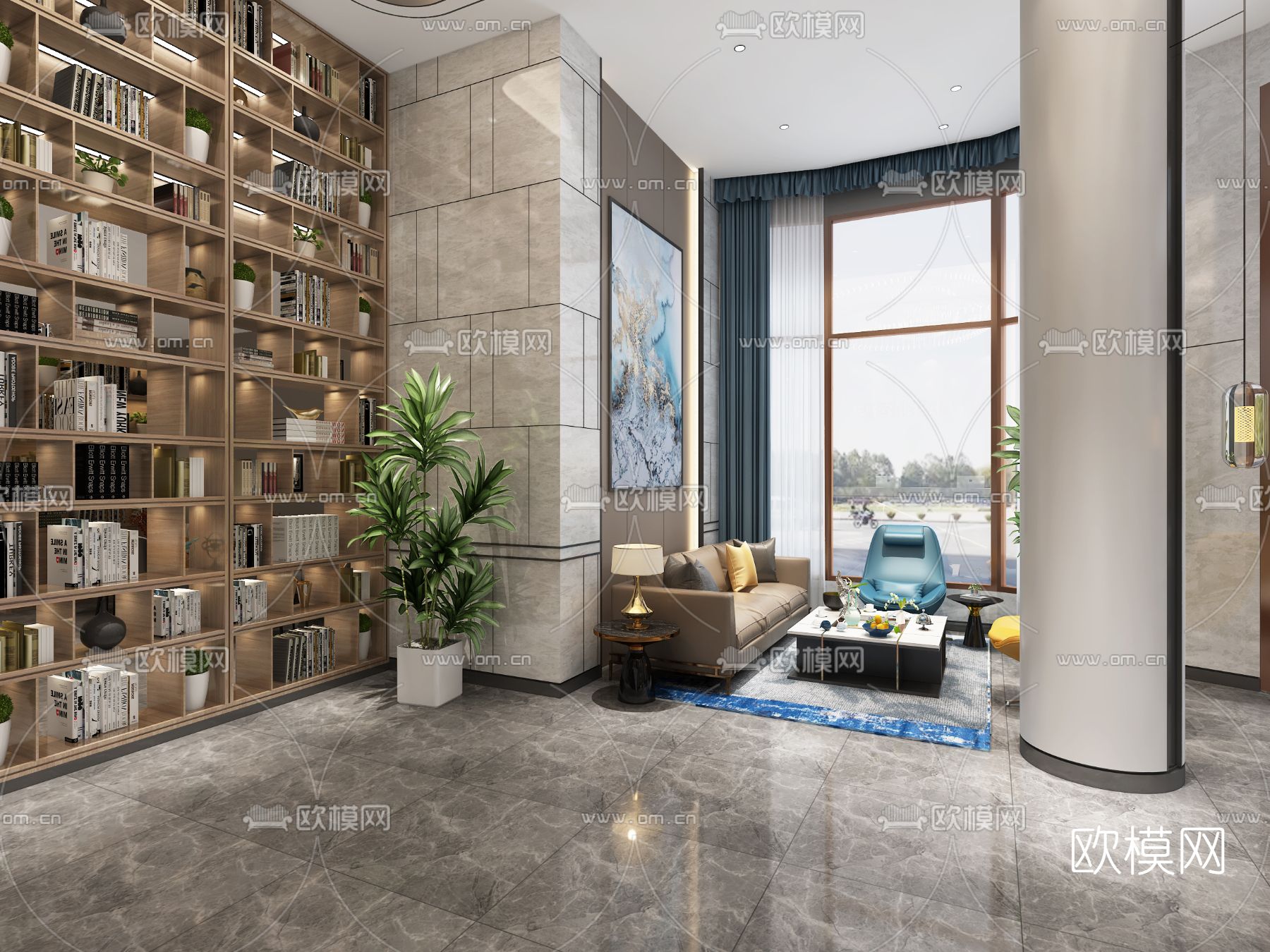 现代酒店前台大厅免费3d模型