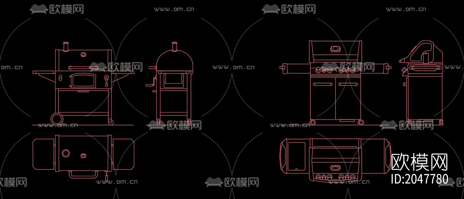 烤肉架cad图库下载（渲染图1）