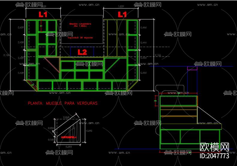 超市货架cad图库下载（渲染图2）