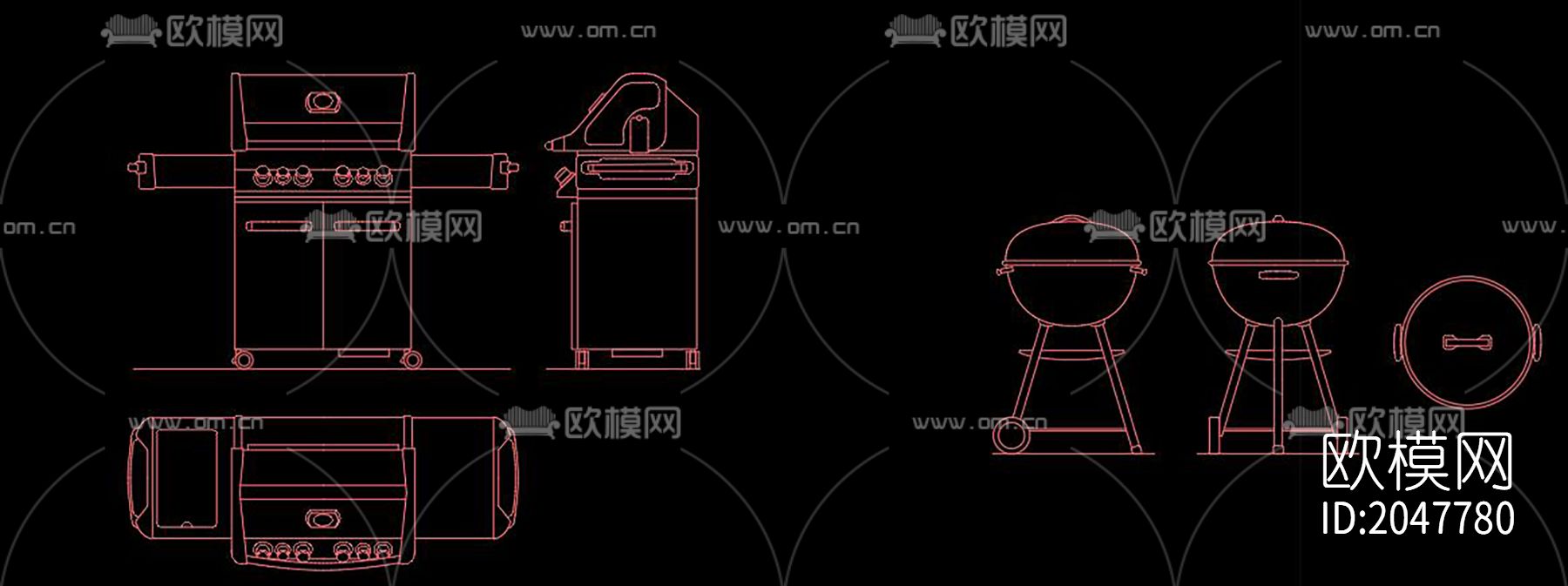 烤肉架cad图库下载（渲染图3）