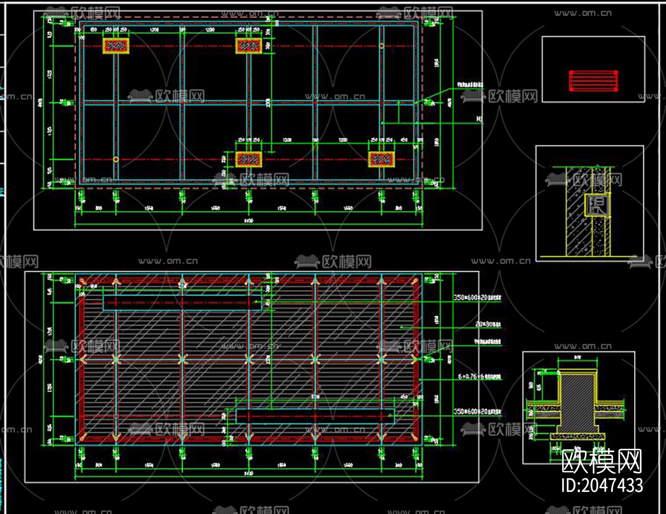 玻璃亭廊架cad施工图下载（渲染图4）