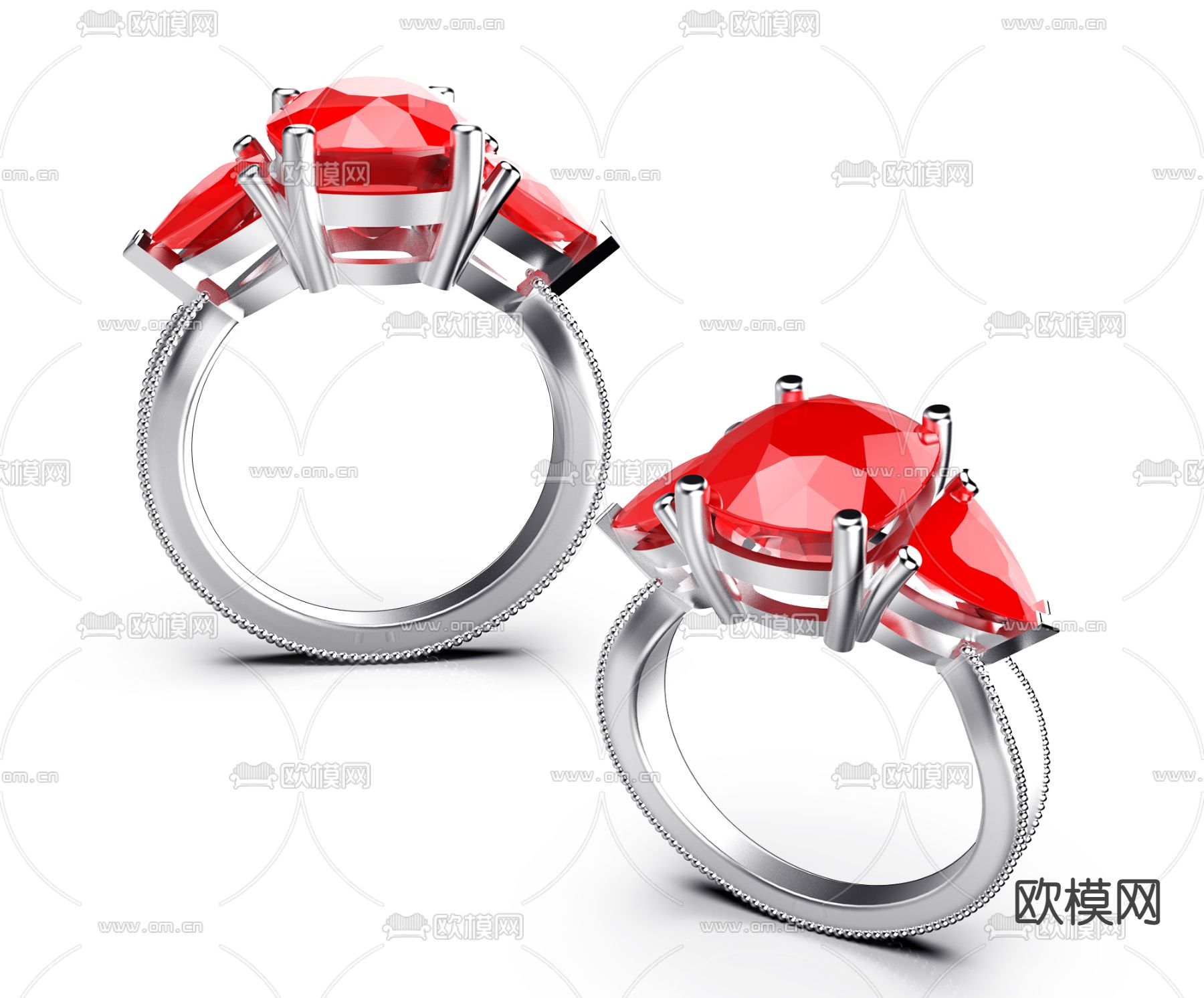 现代红宝石戒指3d模型下载