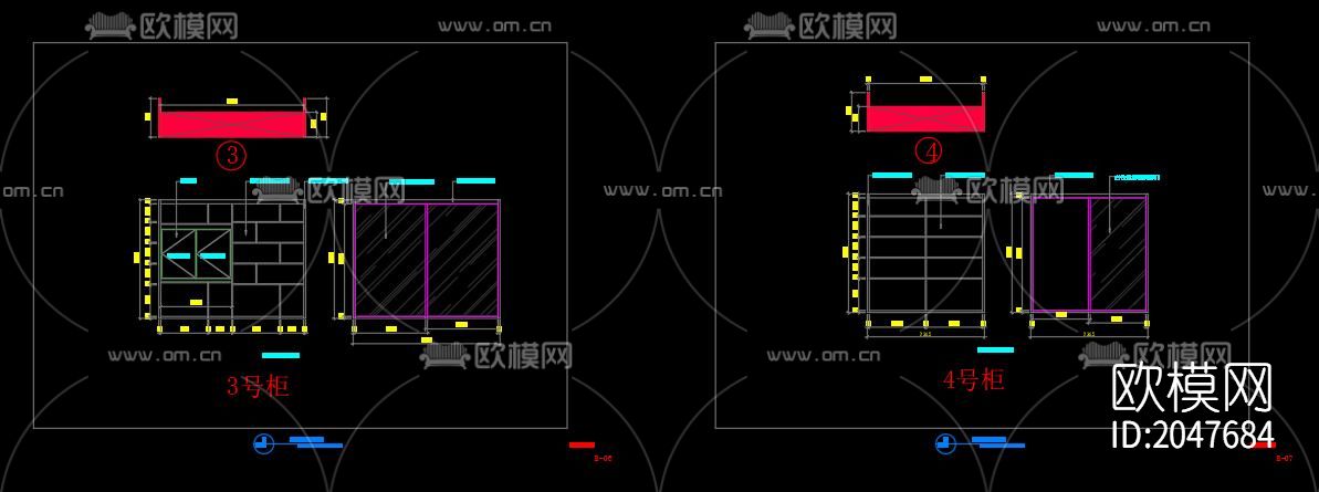 现代办公室cad施工图下载（渲染图1）