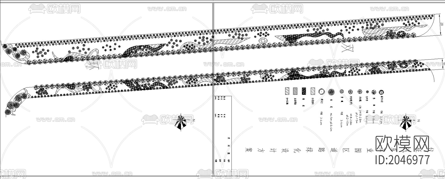 工业园区道路绿化cad施工图下载（渲染图2）