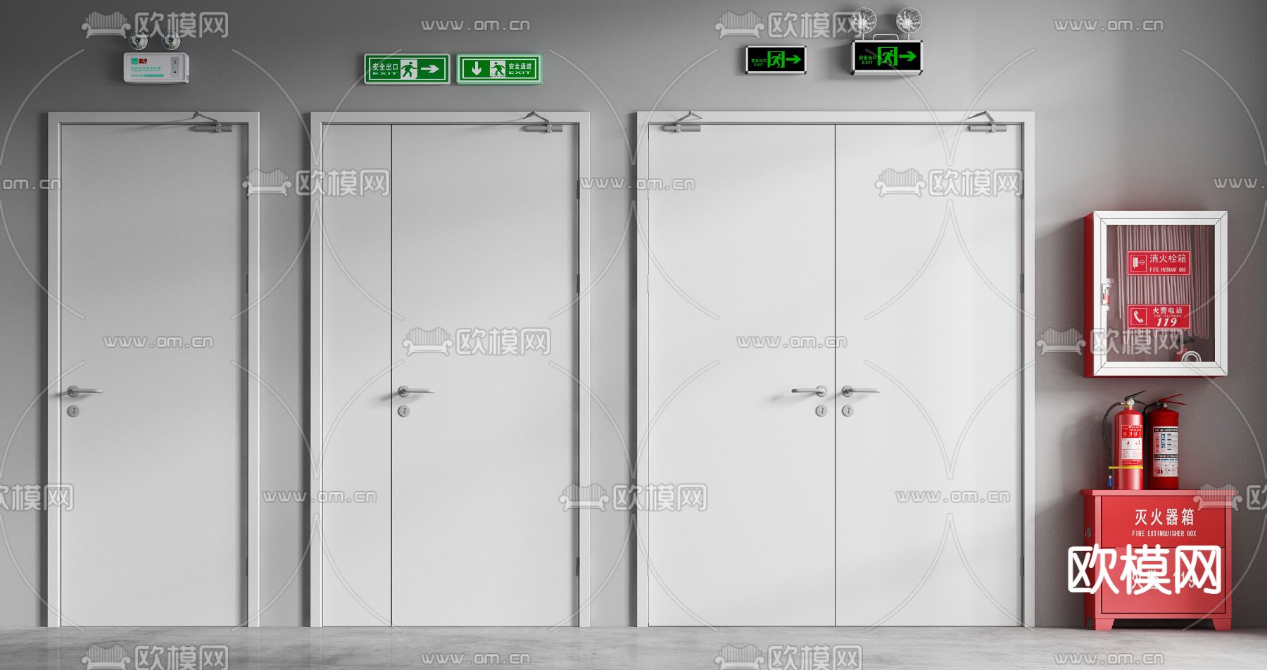 现代消防门消防栓3d模型下载