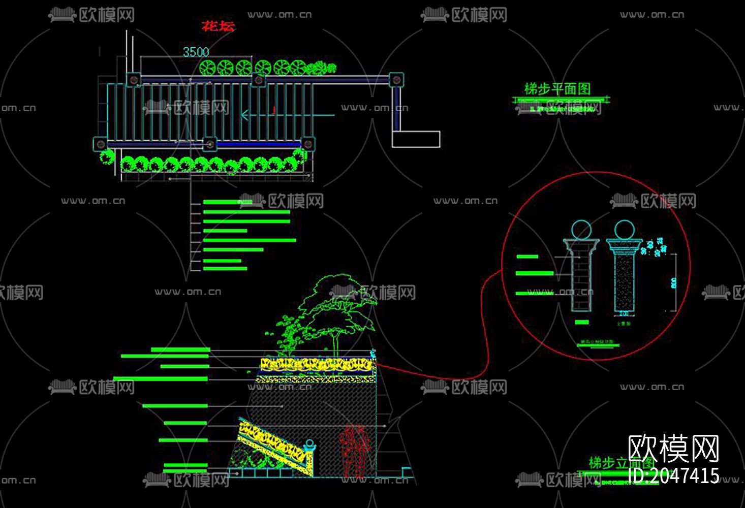中式庭院cad施工图下载（渲染图2）
