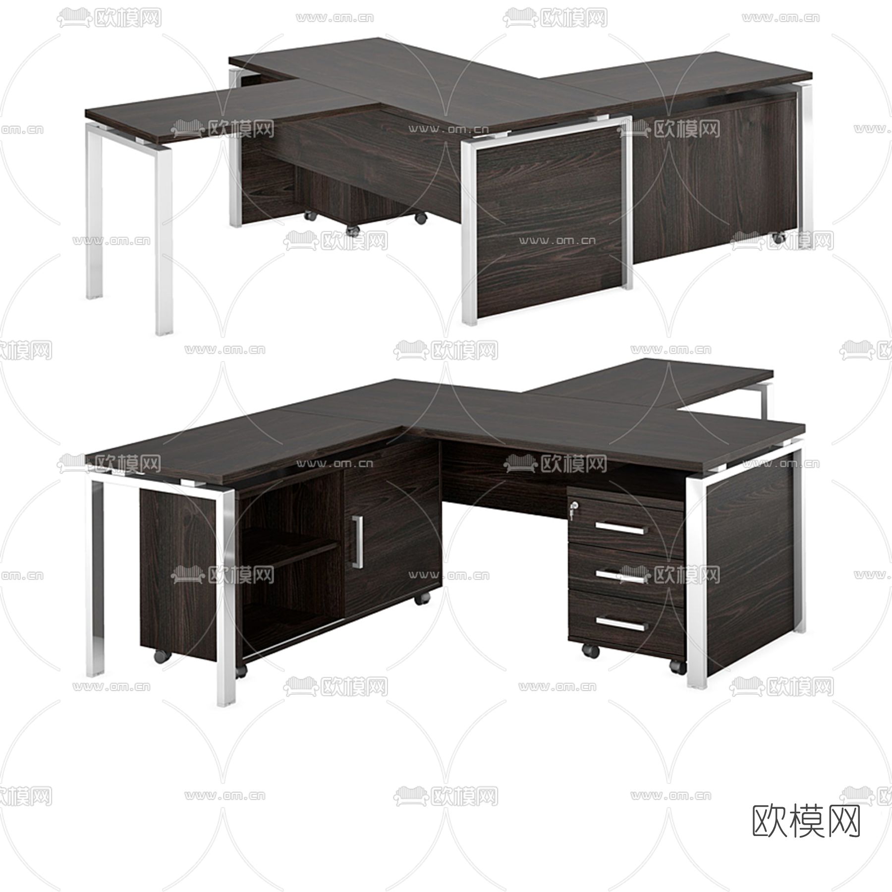 现代办公桌免费3d模型下载