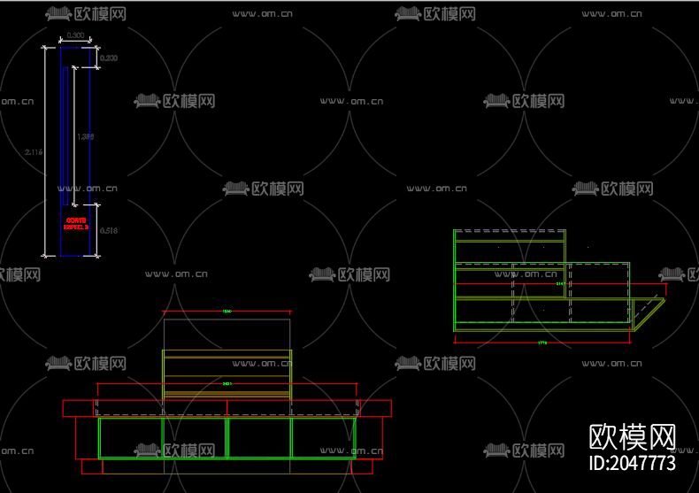 超市货架cad图库下载（渲染图5）