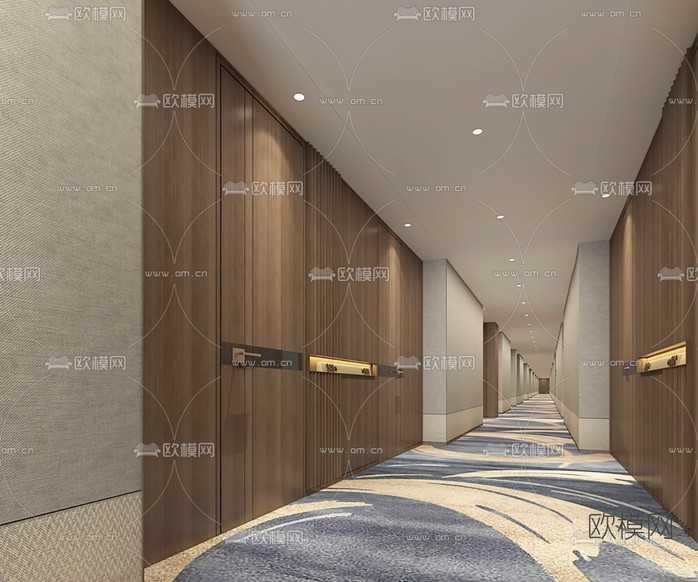 现代酒店走廊过道免费3d模型下载
