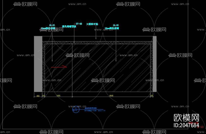 现代办公室cad施工图下载（渲染图7）
