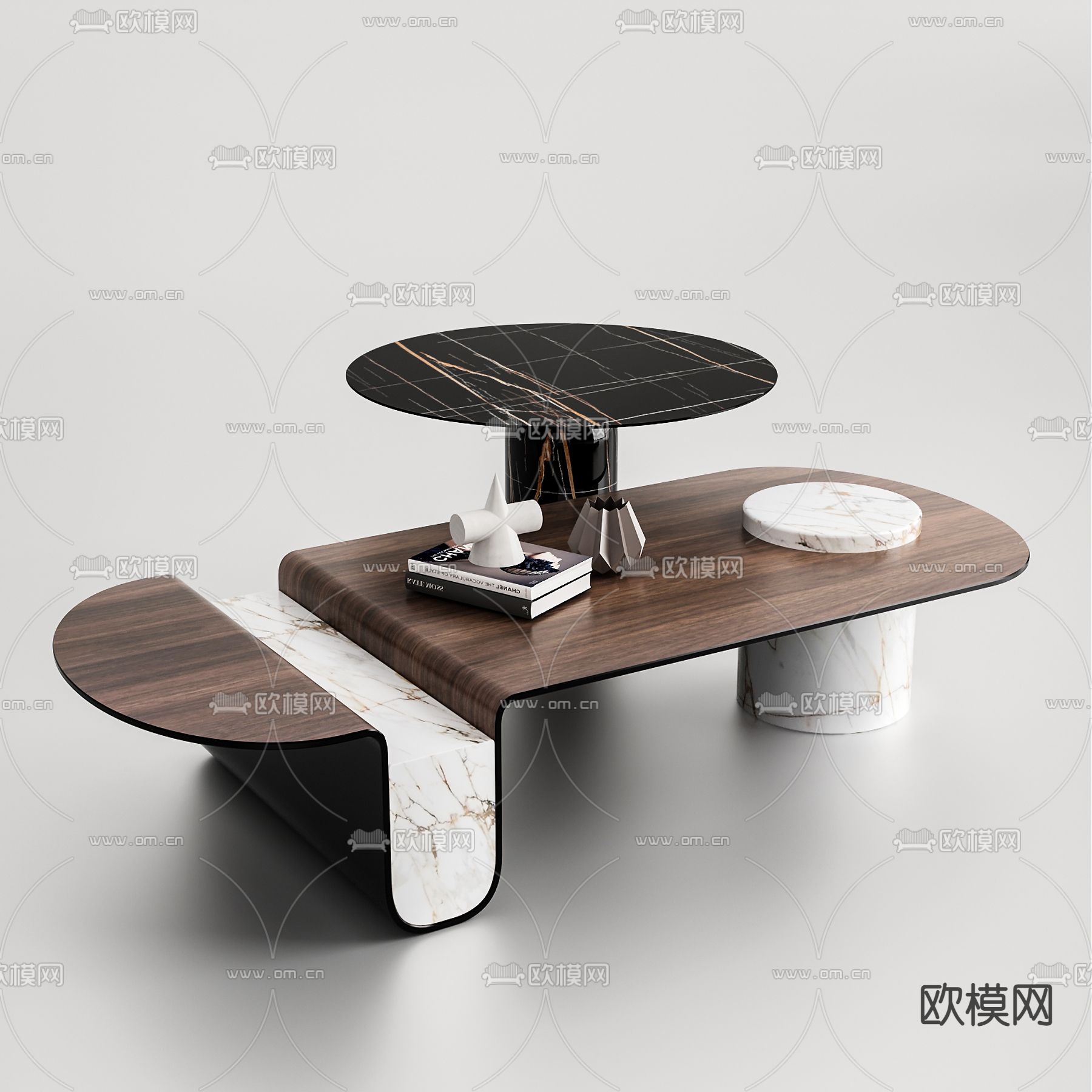 现代玻璃茶几3d模型下载（渲染图2）