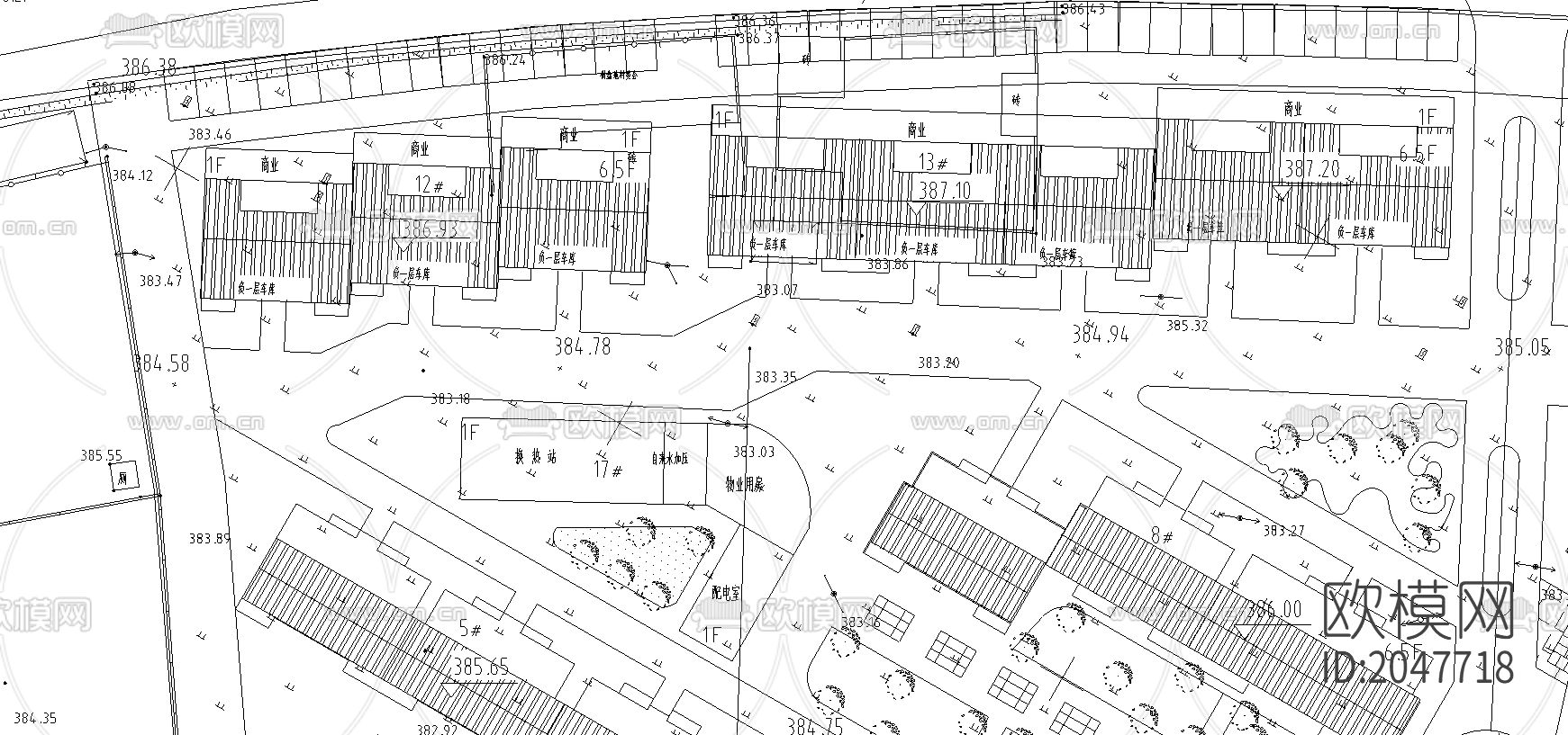 高品质小区cad施工图下载（渲染图1）