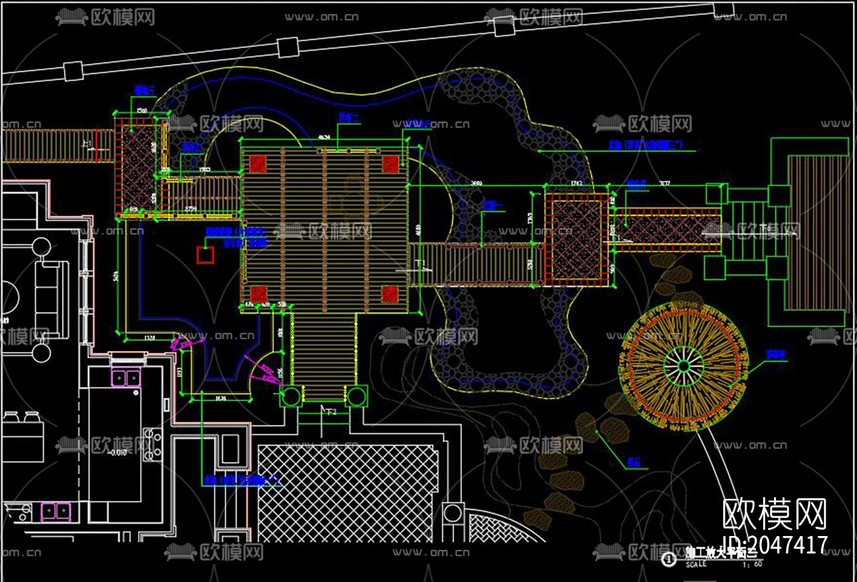 別墅庭院景觀cad施工圖下載(渲染圖2)