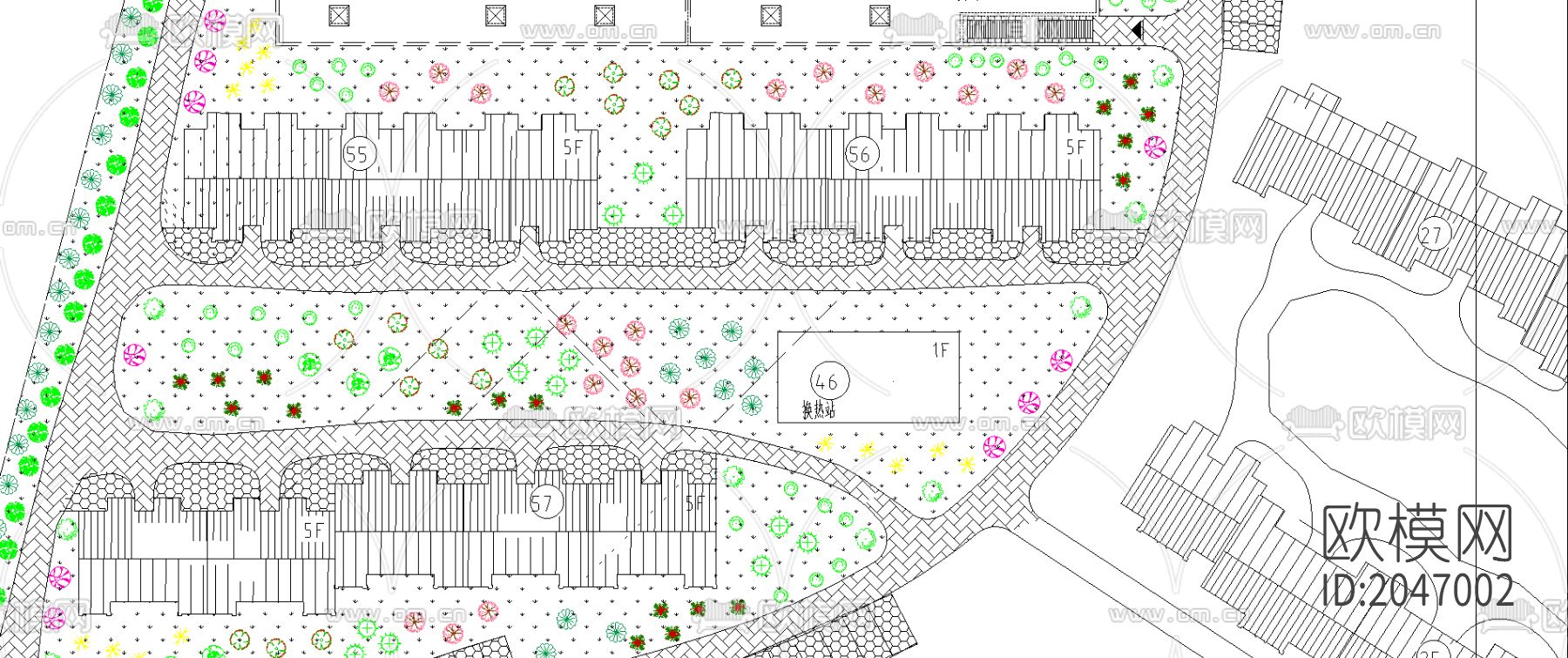 道路及绿化cad施工图下载（渲染图4）