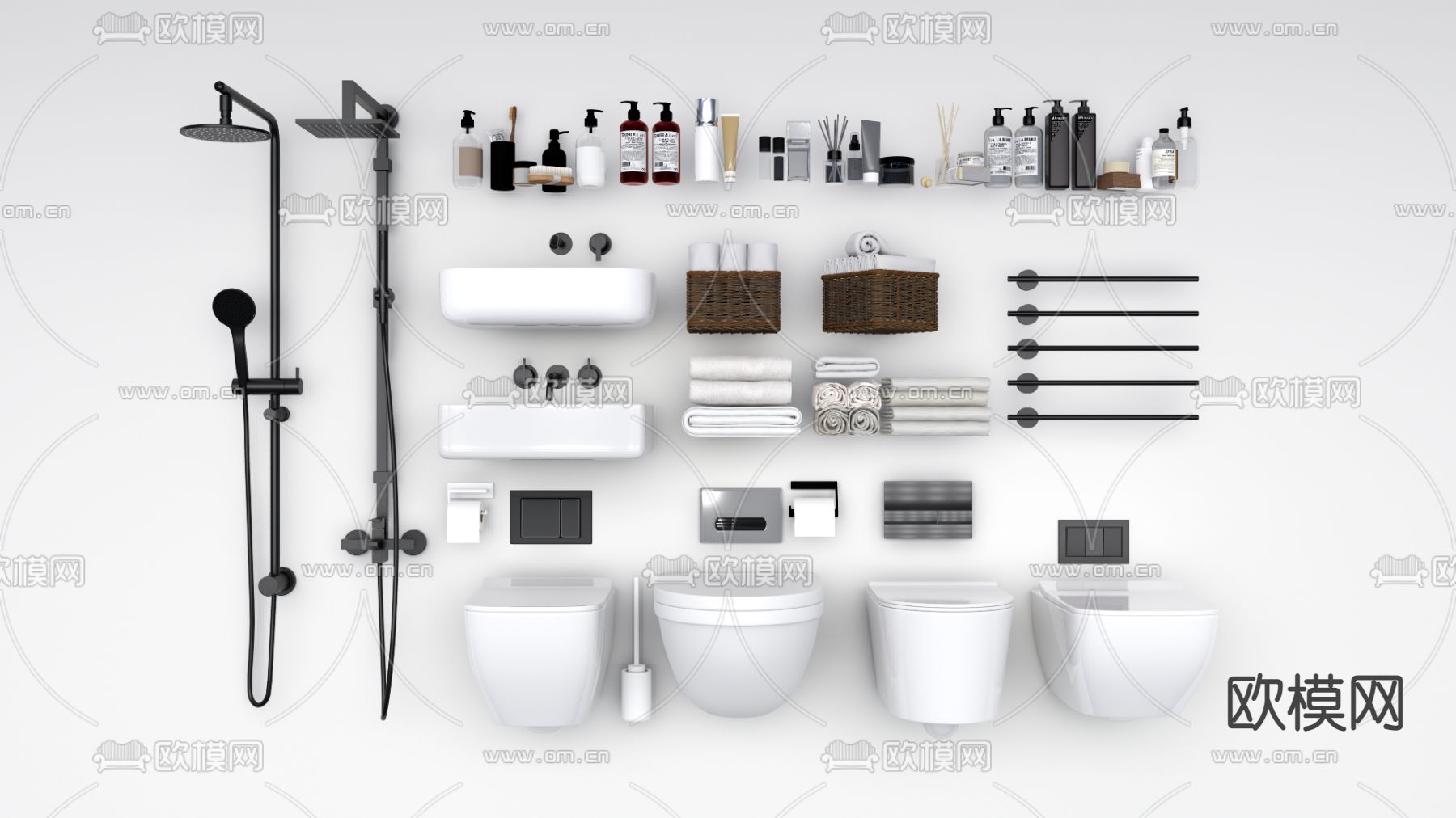 现代卫生间用品su模型下载（渲染图1）
