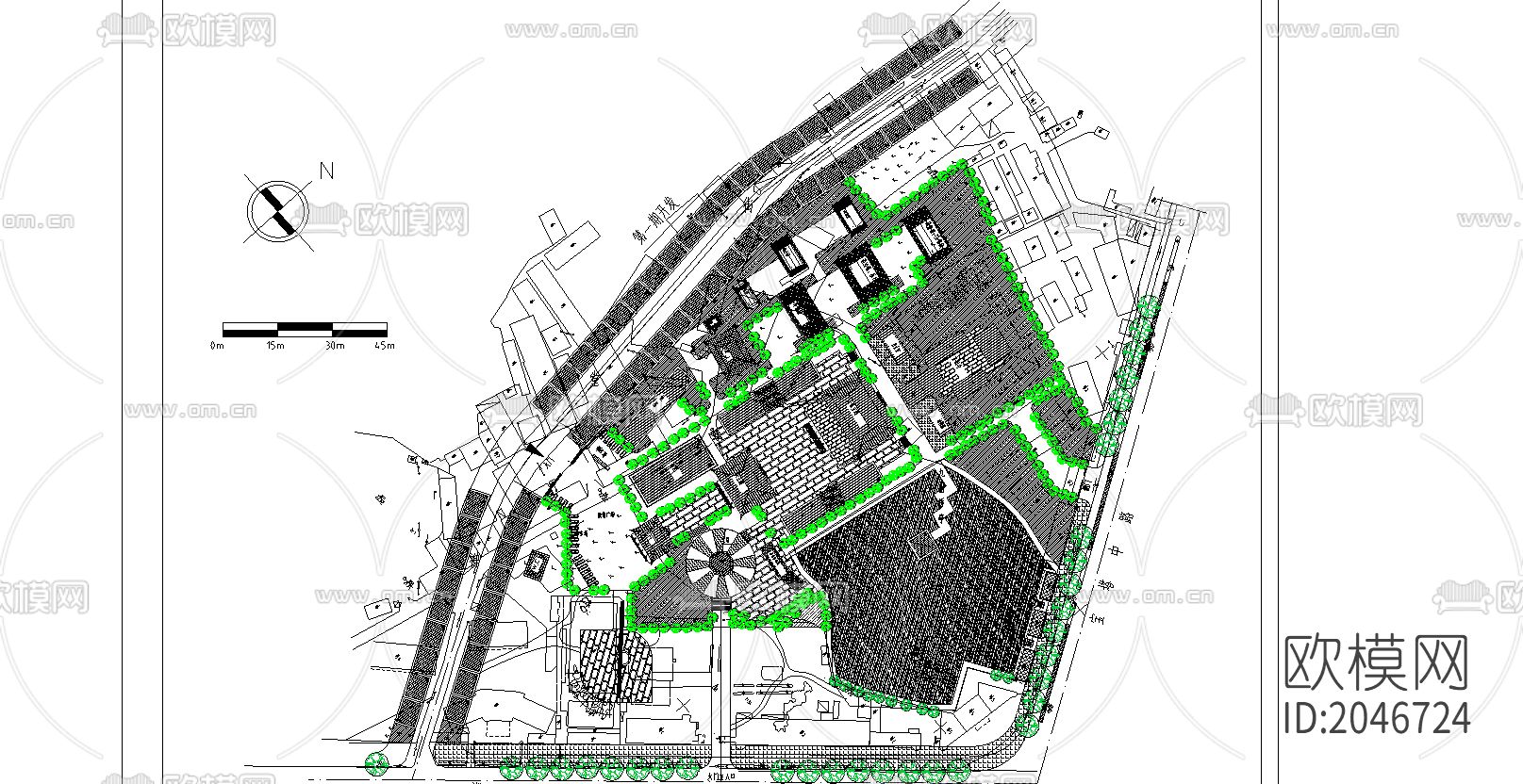 公园寺庙景观cad施工图下载（渲染图1）