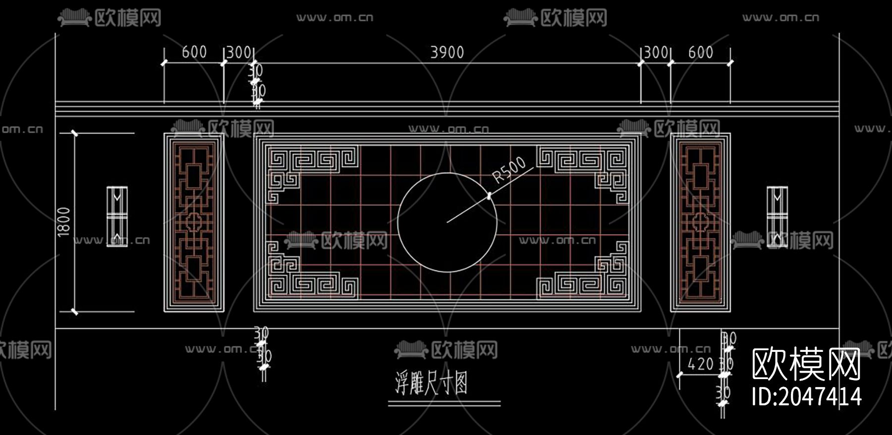 新中式围墙节点大样下载（渲染图6）