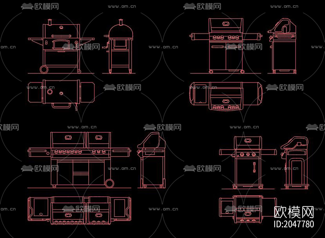 烤肉架cad图库下载（渲染图2）