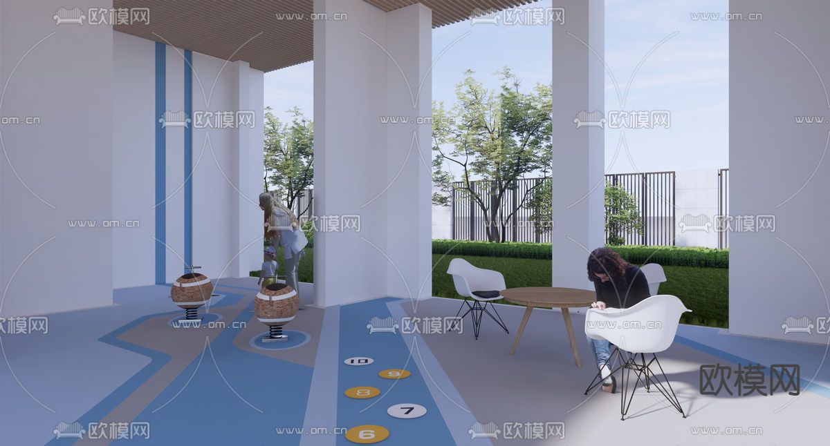 现代主题架空层su模型下载（渲染图3）